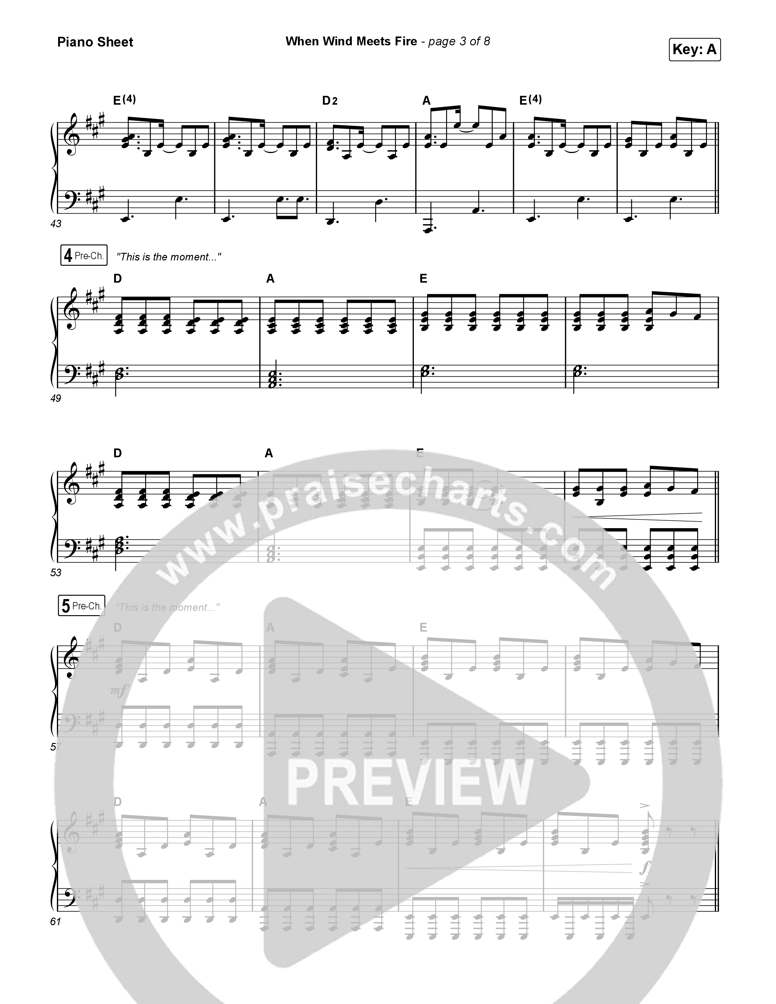 When Wind Meets Fire Piano Sheet (Elevation Worship / Chris Brown / Tiffany Hudson)