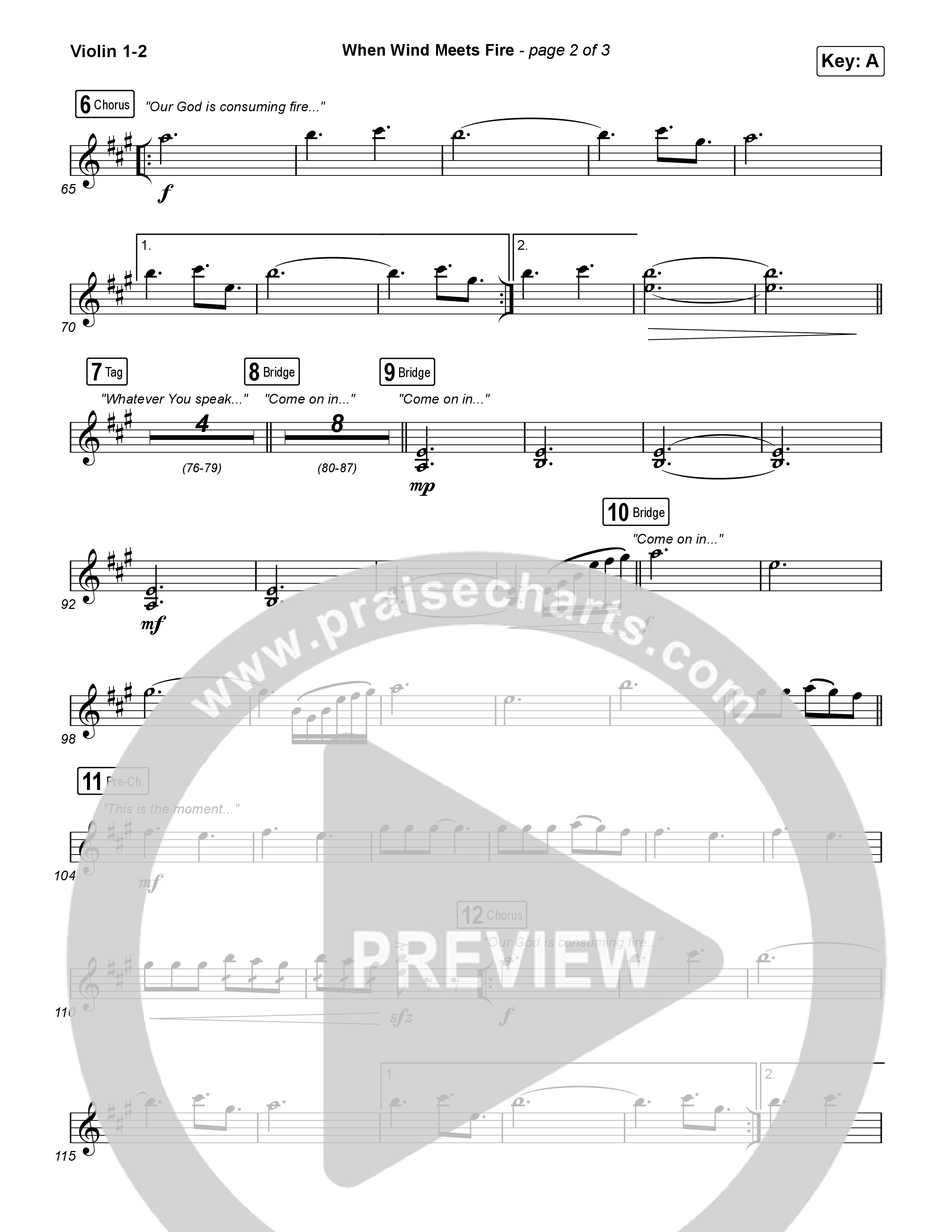 When Wind Meets Fire Violin 1,2 (Elevation Worship / Chris Brown / Tiffany Hudson)