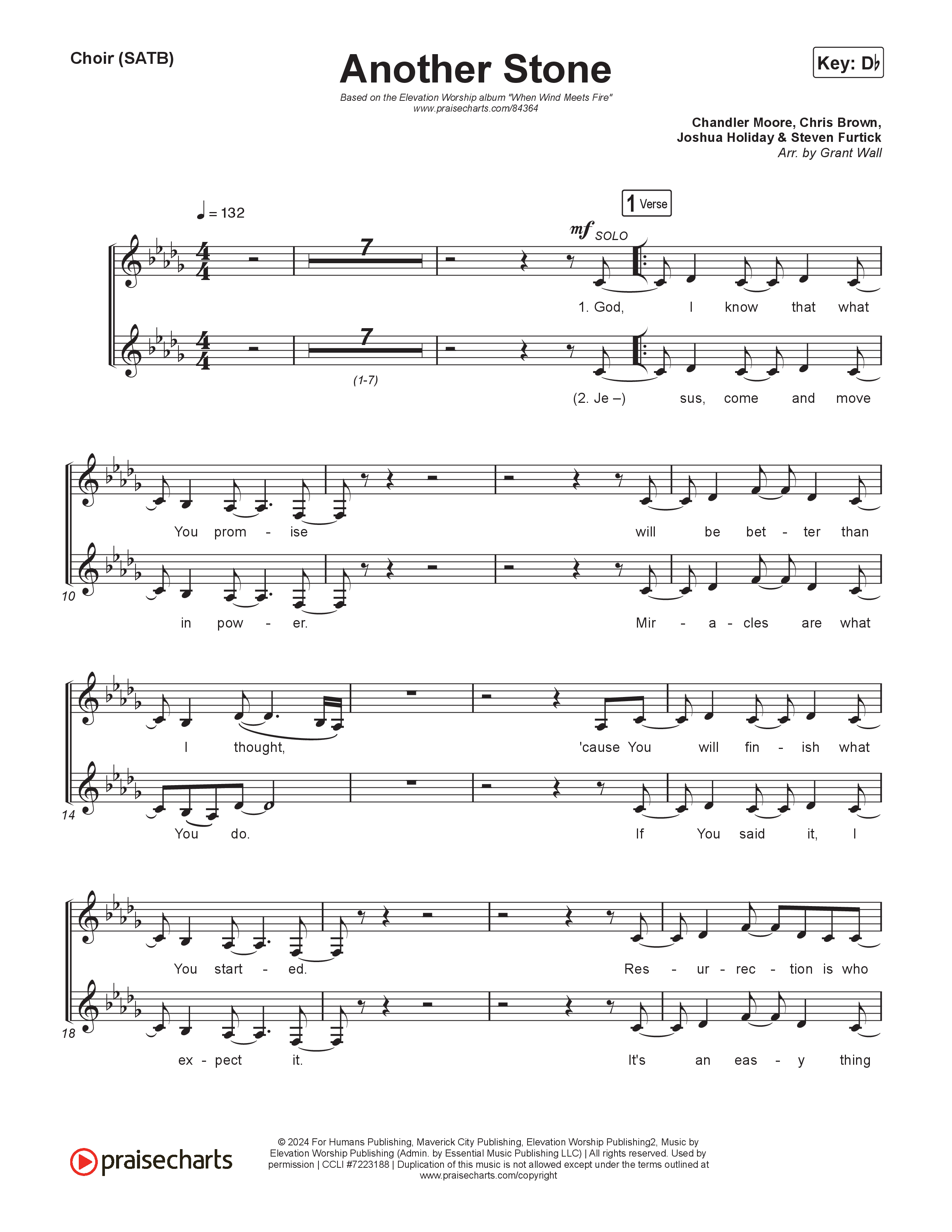 Another Stone Choir Sheet (SATB) (Elevation Worship / Chris Brown / Chandler Moore)