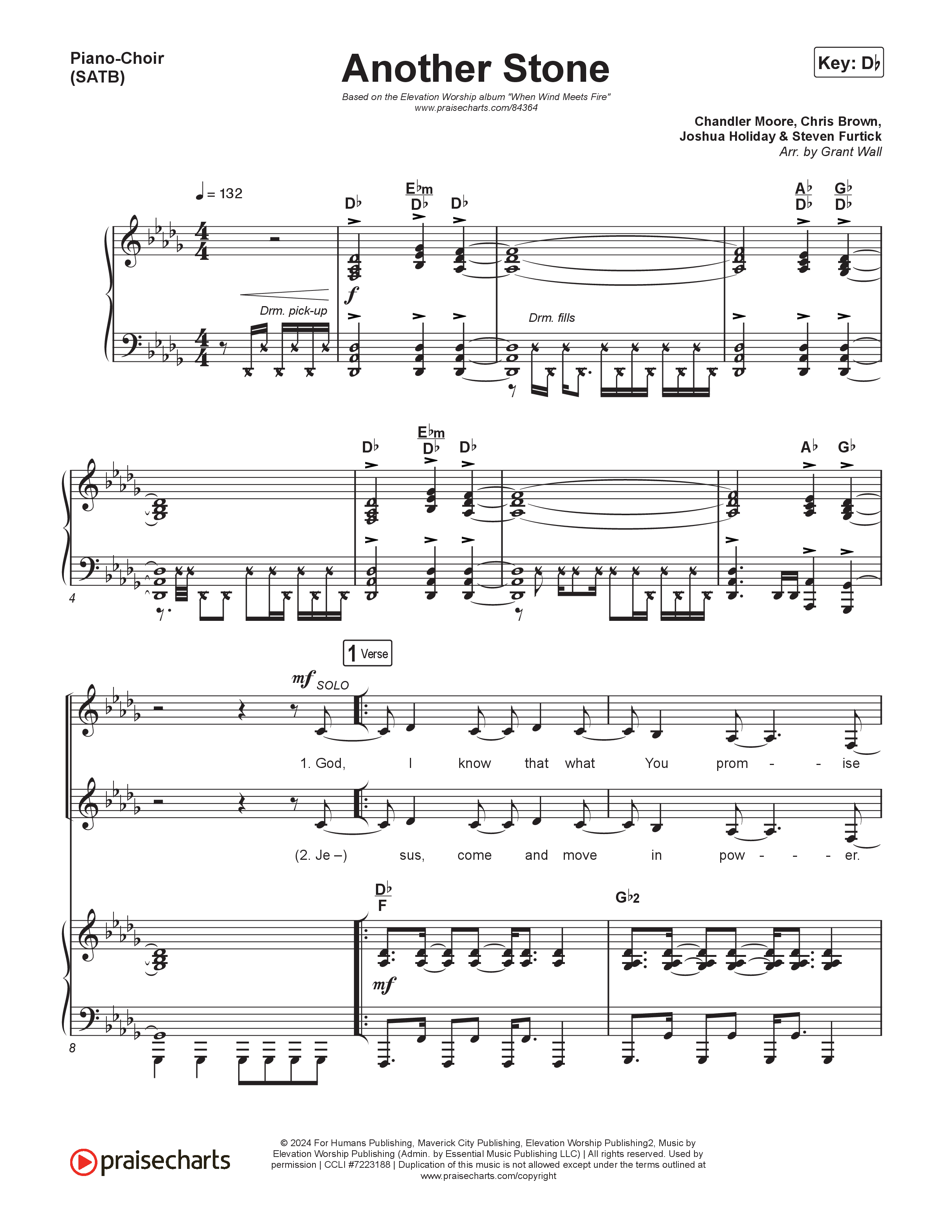 Another Stone Piano/Vocal Pack (Elevation Worship / Chris Brown / Chandler Moore)