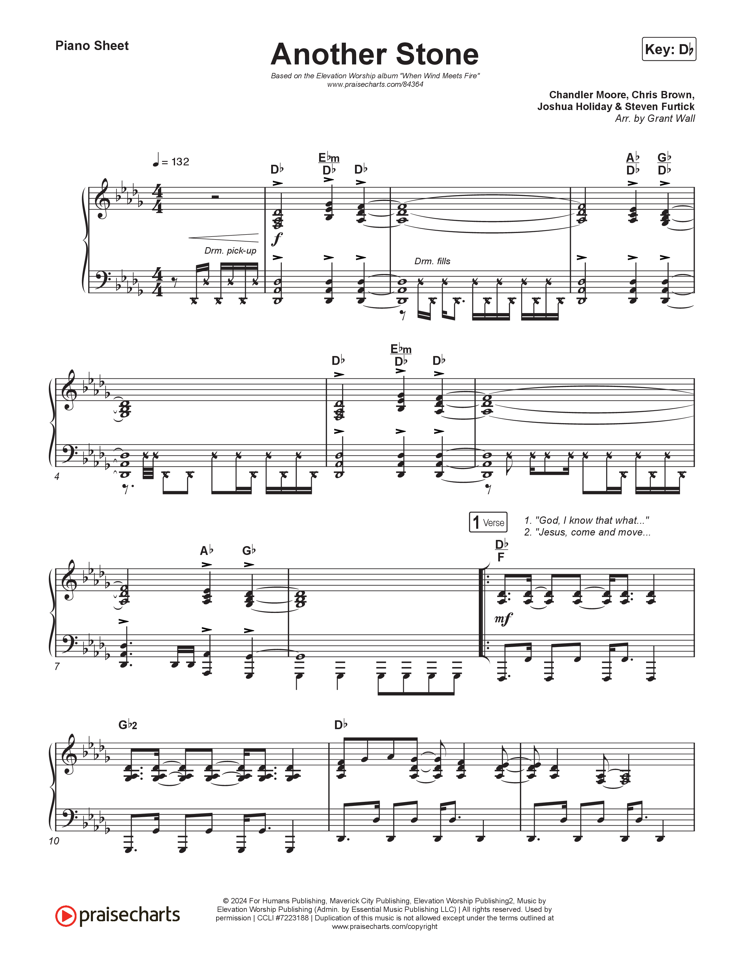 Another Stone Piano Sheet (Elevation Worship / Chris Brown / Chandler Moore)