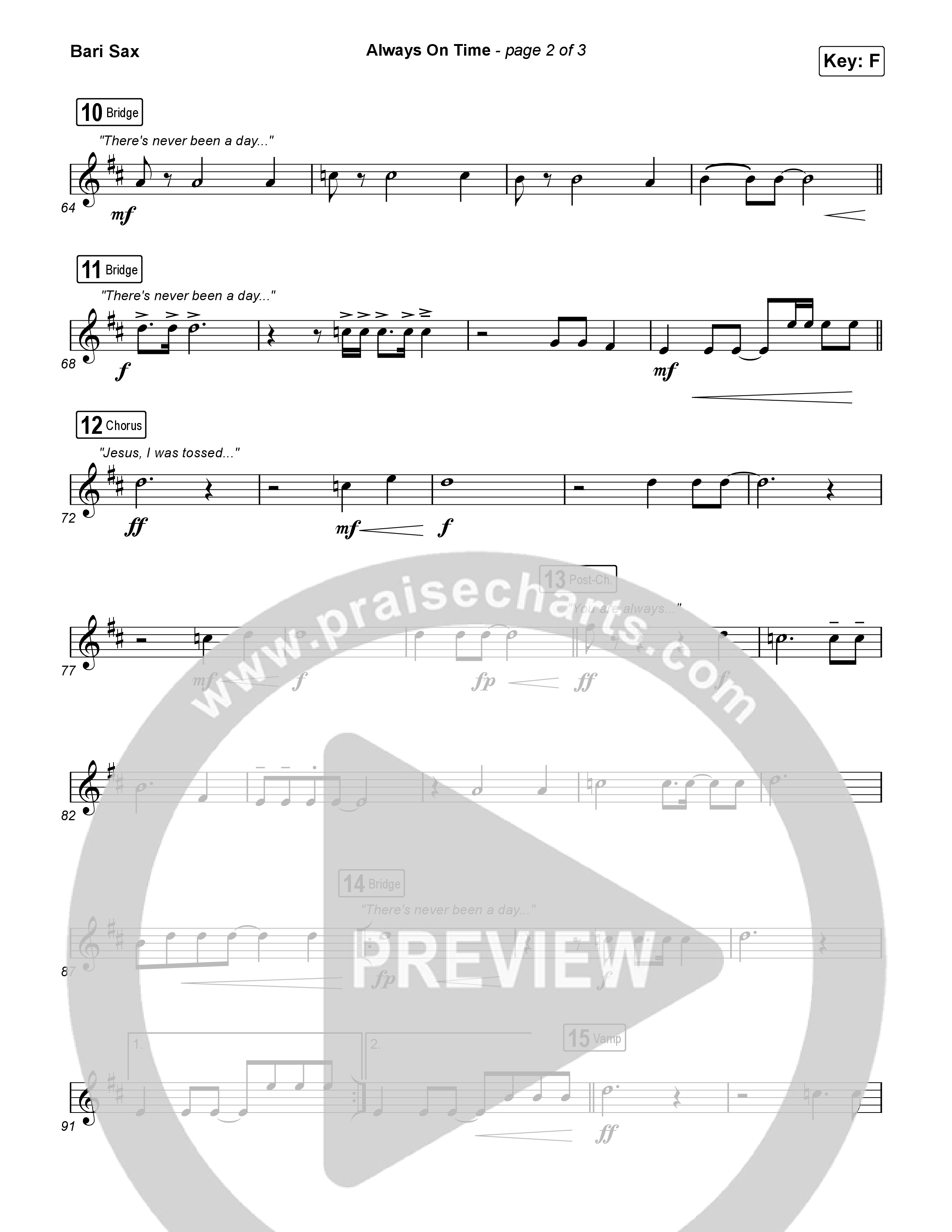 Always On Time Bari Sax (Elevation Worship / Bella Cordero)