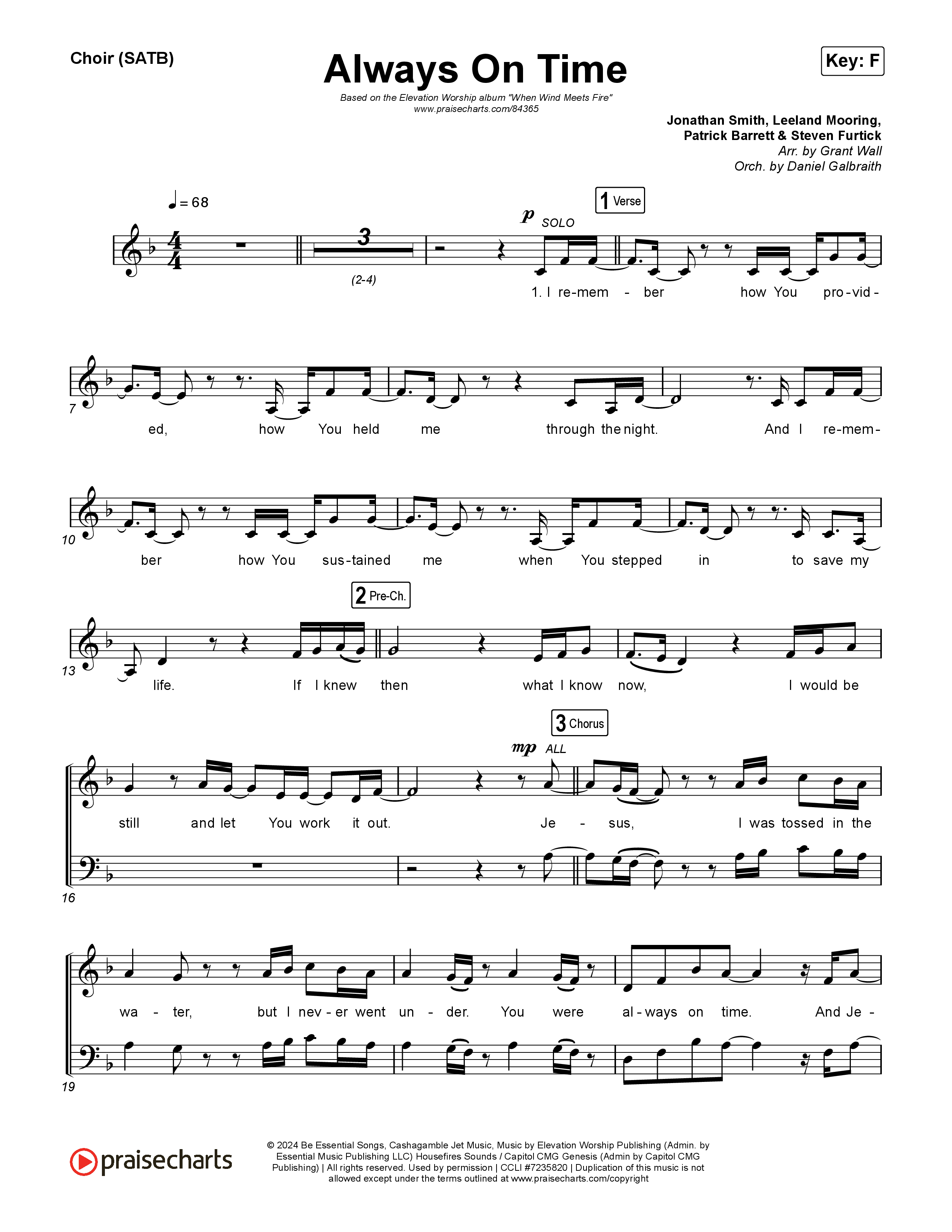 Always On Time Choir Sheet (SATB) (Elevation Worship / Bella Cordero)