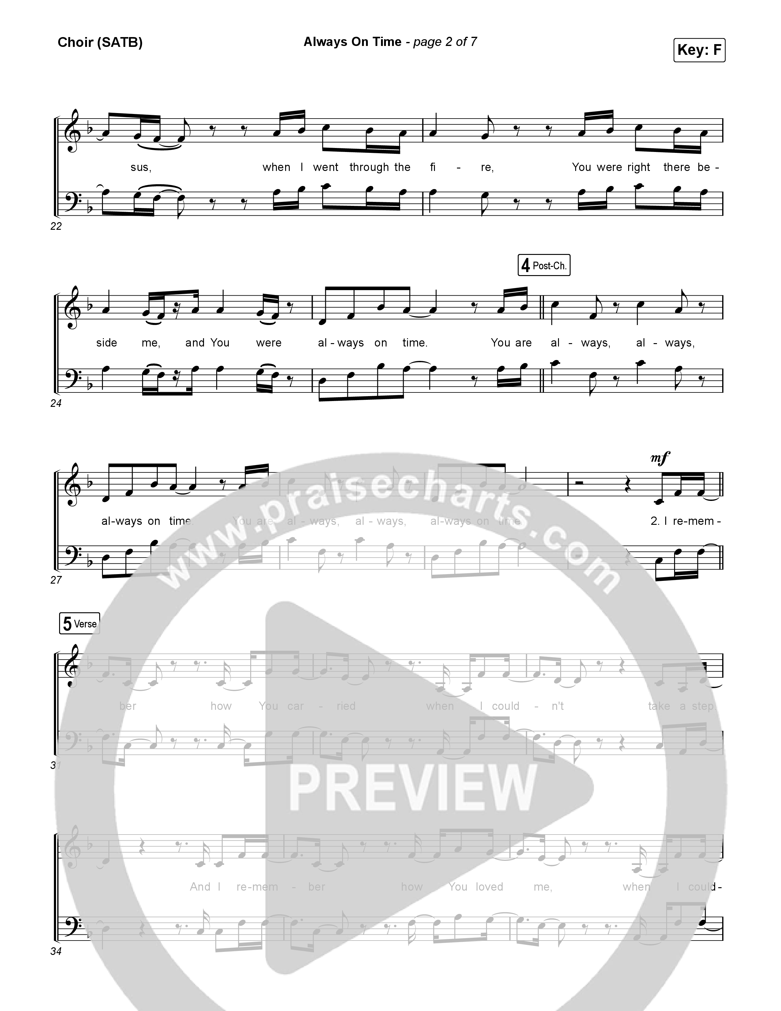 Always On Time Choir Sheet (SATB) (Elevation Worship / Bella Cordero)