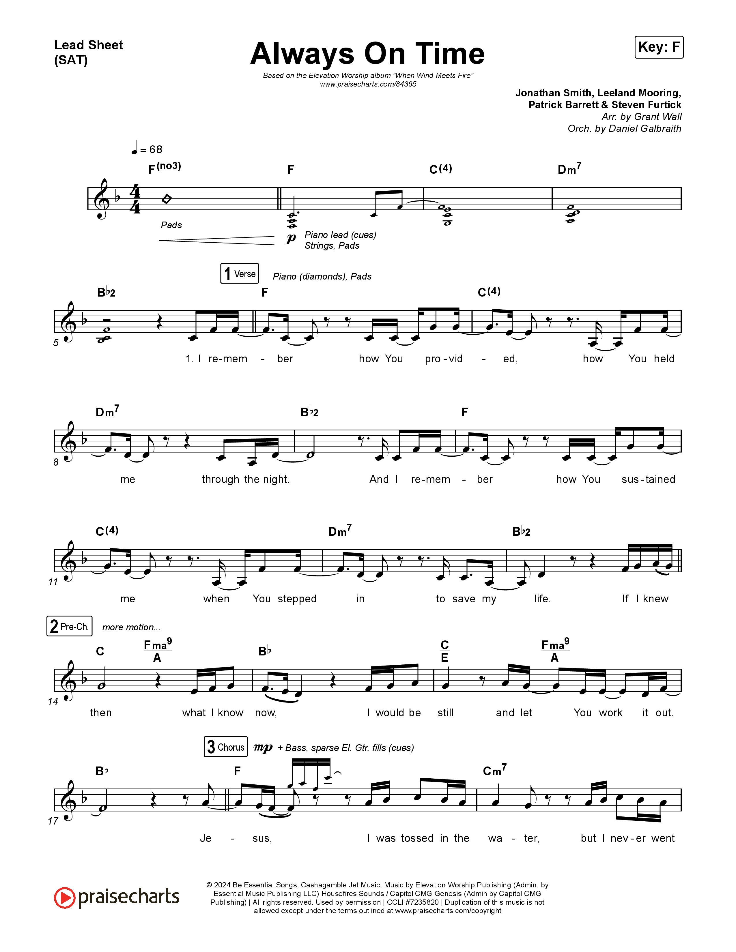 Always On Time Lead Sheet (SAT) (Elevation Worship / Bella Cordero)