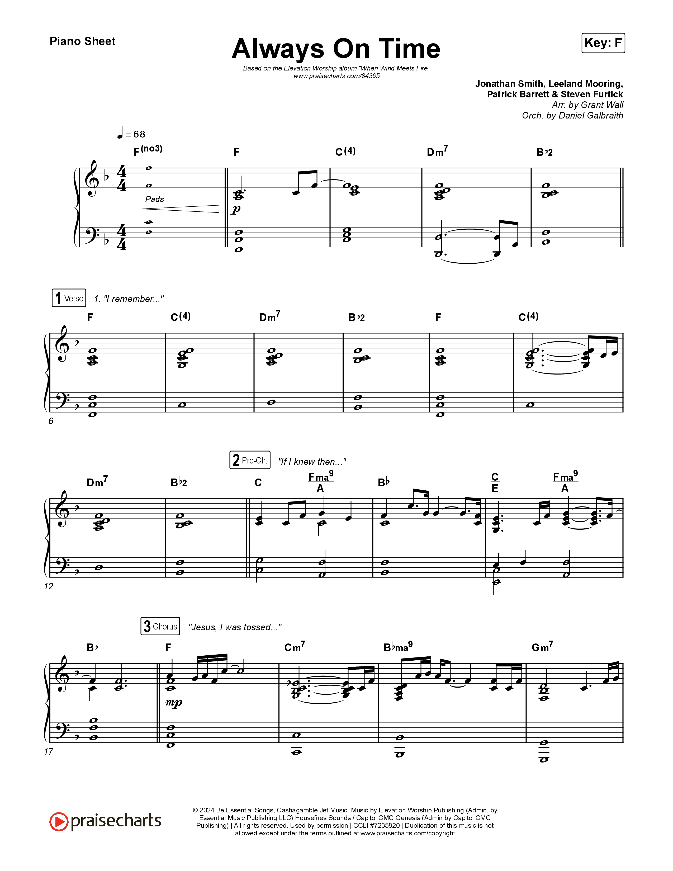 Always On Time Piano Sheet (Elevation Worship / Bella Cordero)