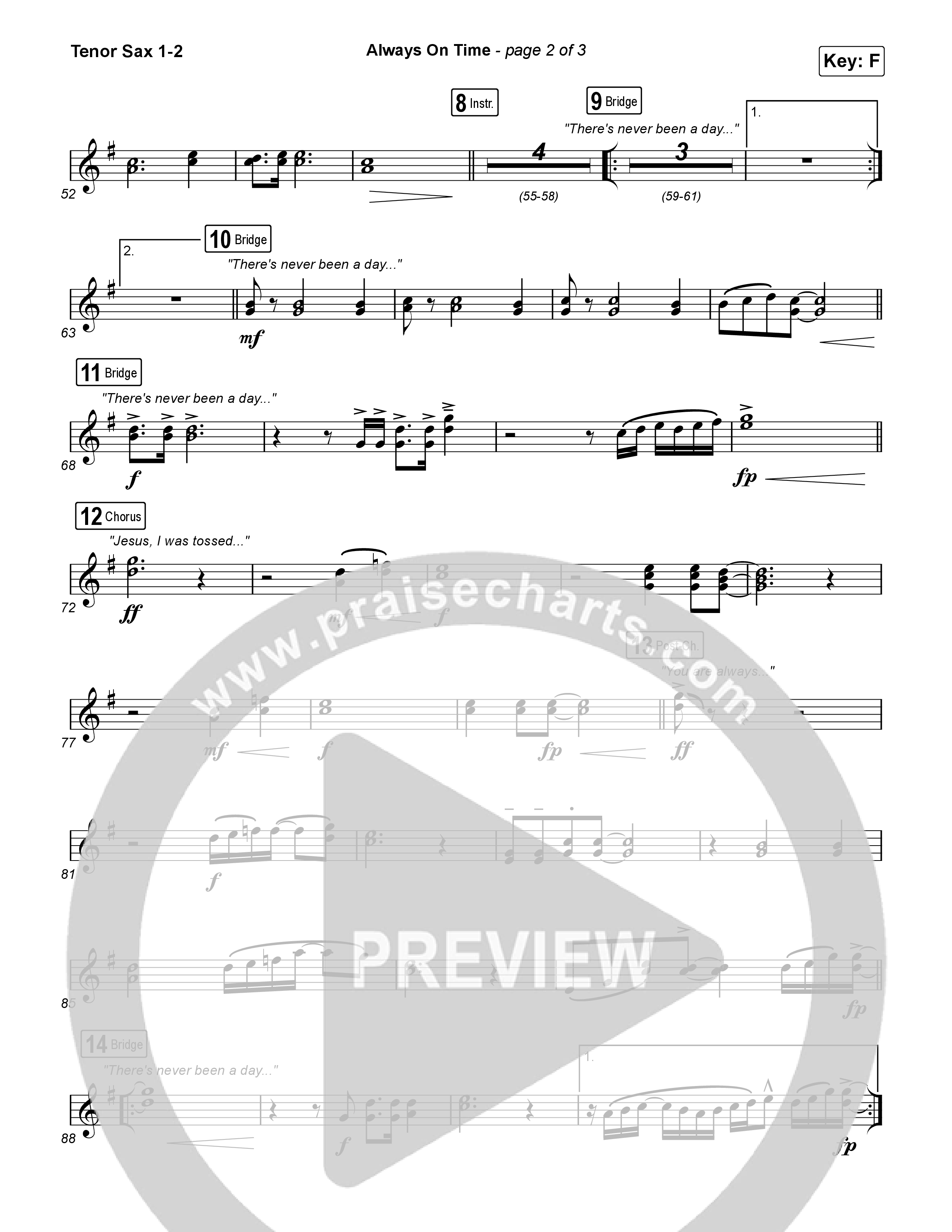 Always On Time Tenor Sax 1,2 (Elevation Worship / Bella Cordero)