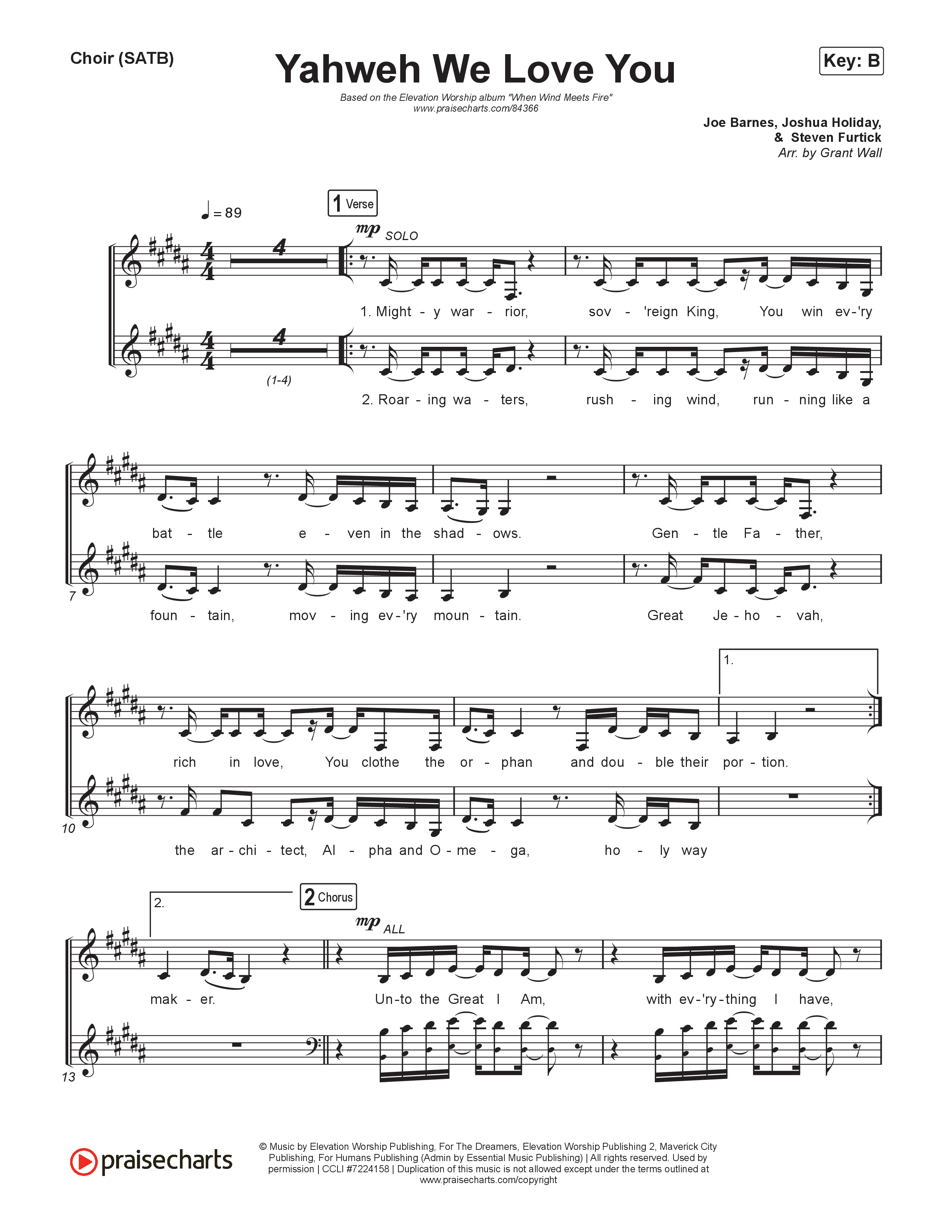 Yahweh We Love You Choir Sheet (SATB) (Elevation Worship / Joe L Barnes)