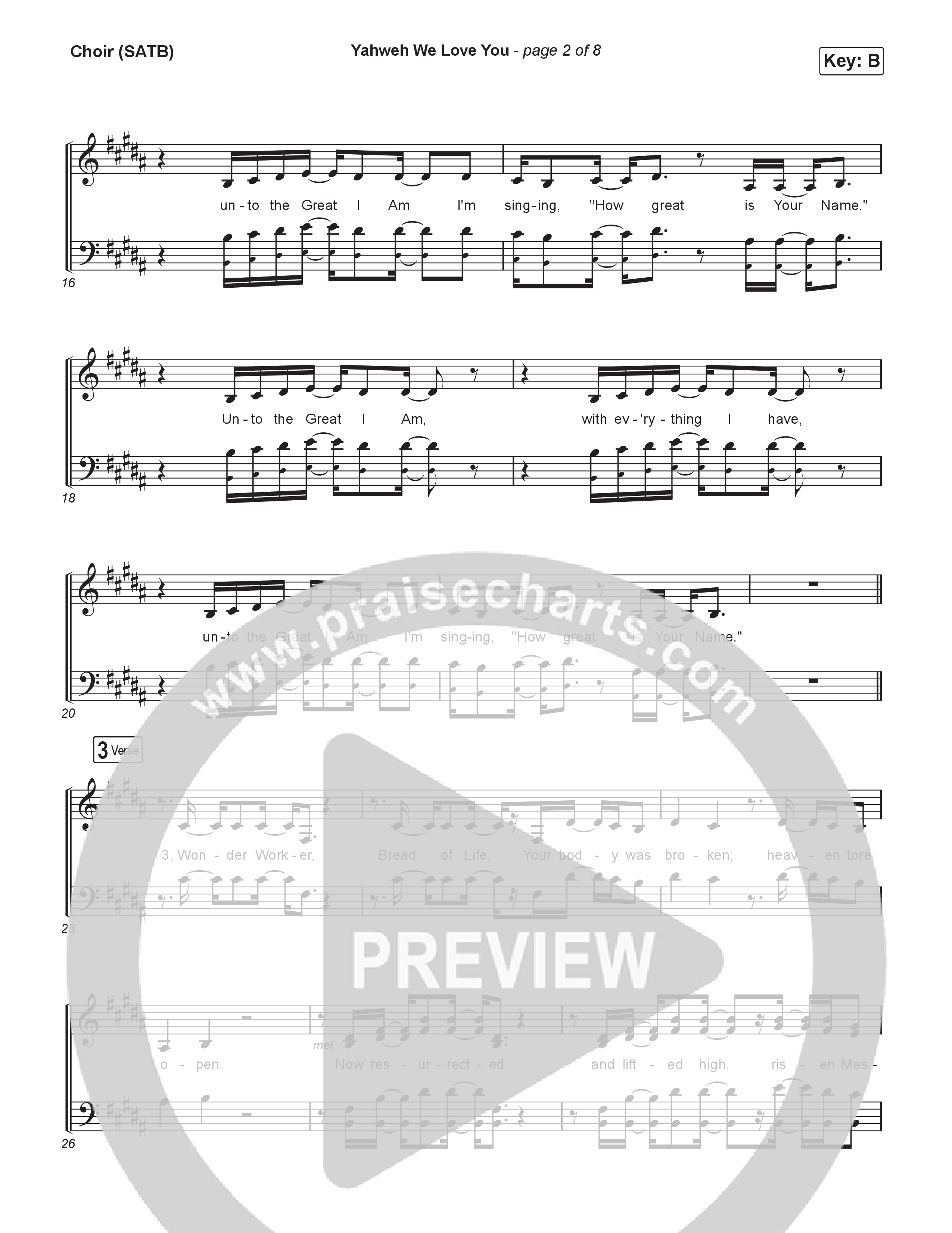 Yahweh We Love You Choir Sheet (SATB) (Elevation Worship / Joe L Barnes)