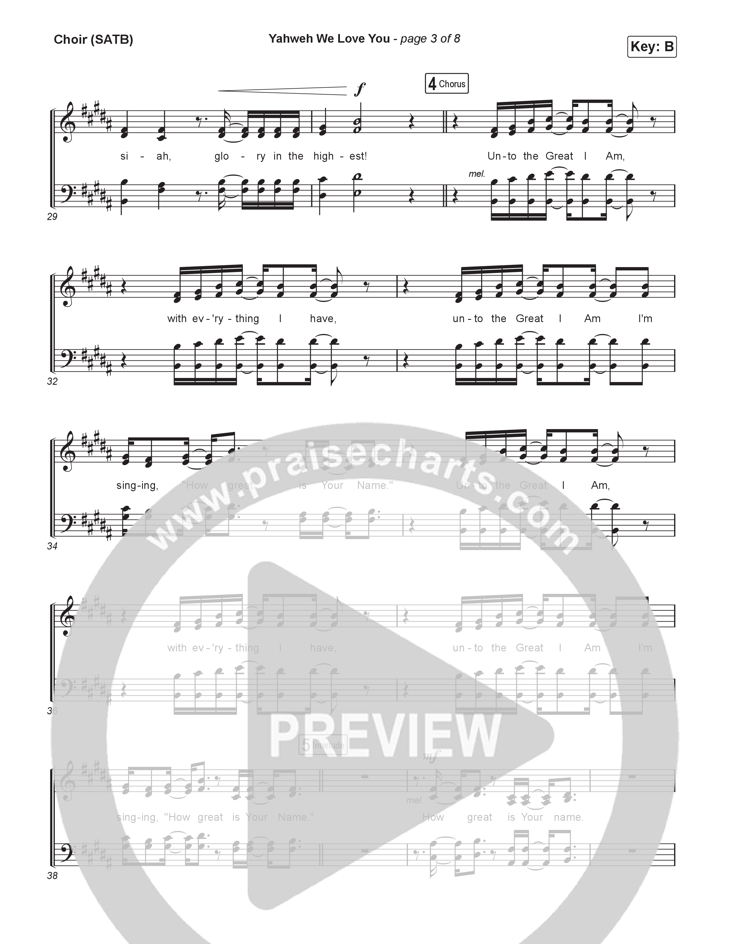 Yahweh We Love You Choir Sheet (SATB) (Elevation Worship / Joe L Barnes)