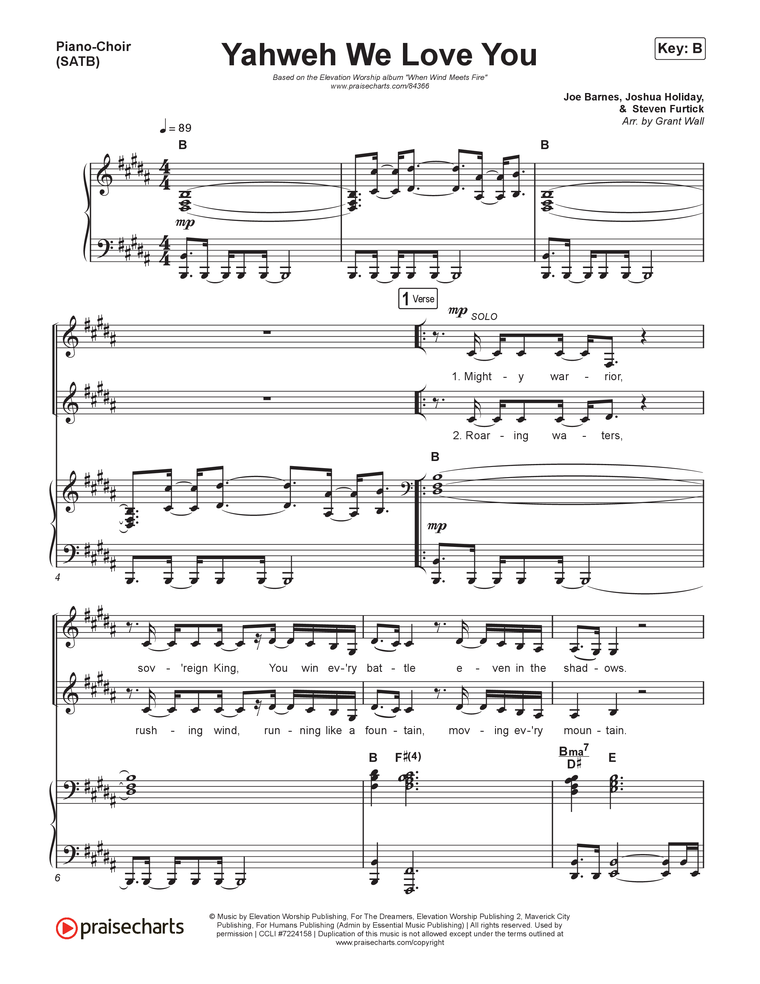 Yahweh We Love You Piano/Vocal Pack (Elevation Worship / Joe L Barnes)