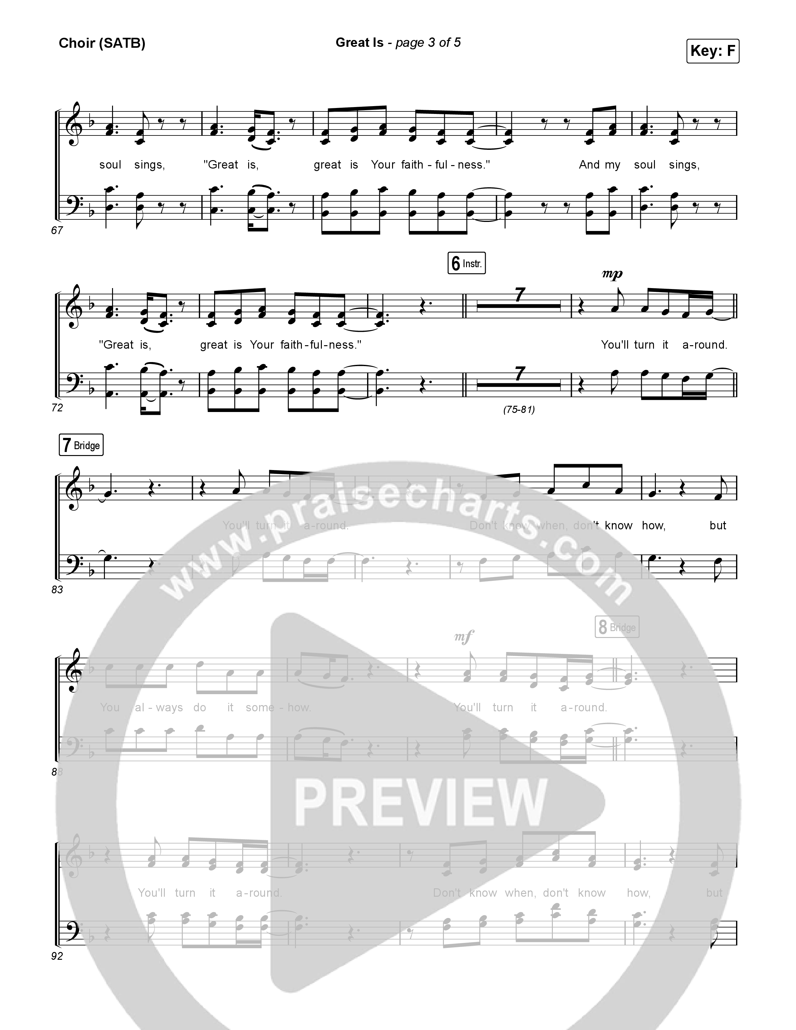 Great Is Choir Sheet (SATB) (Elevation Worship / Jenna Barrientes)