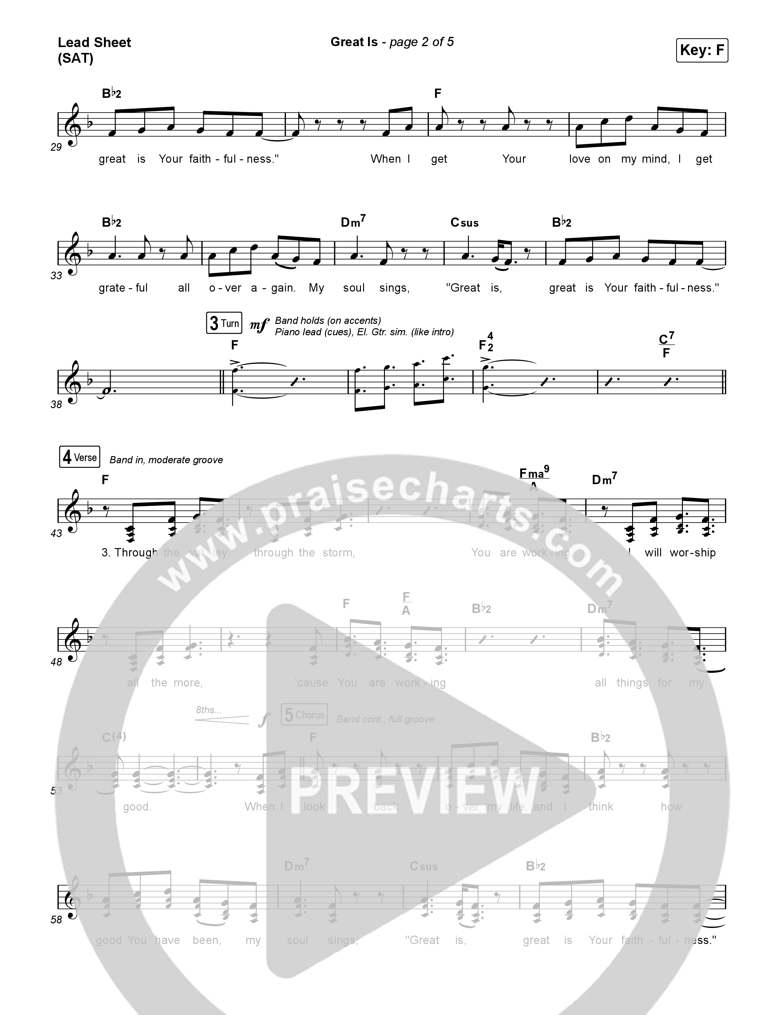 Great Is Lead Sheet (SAT) (Elevation Worship / Jenna Barrientes)