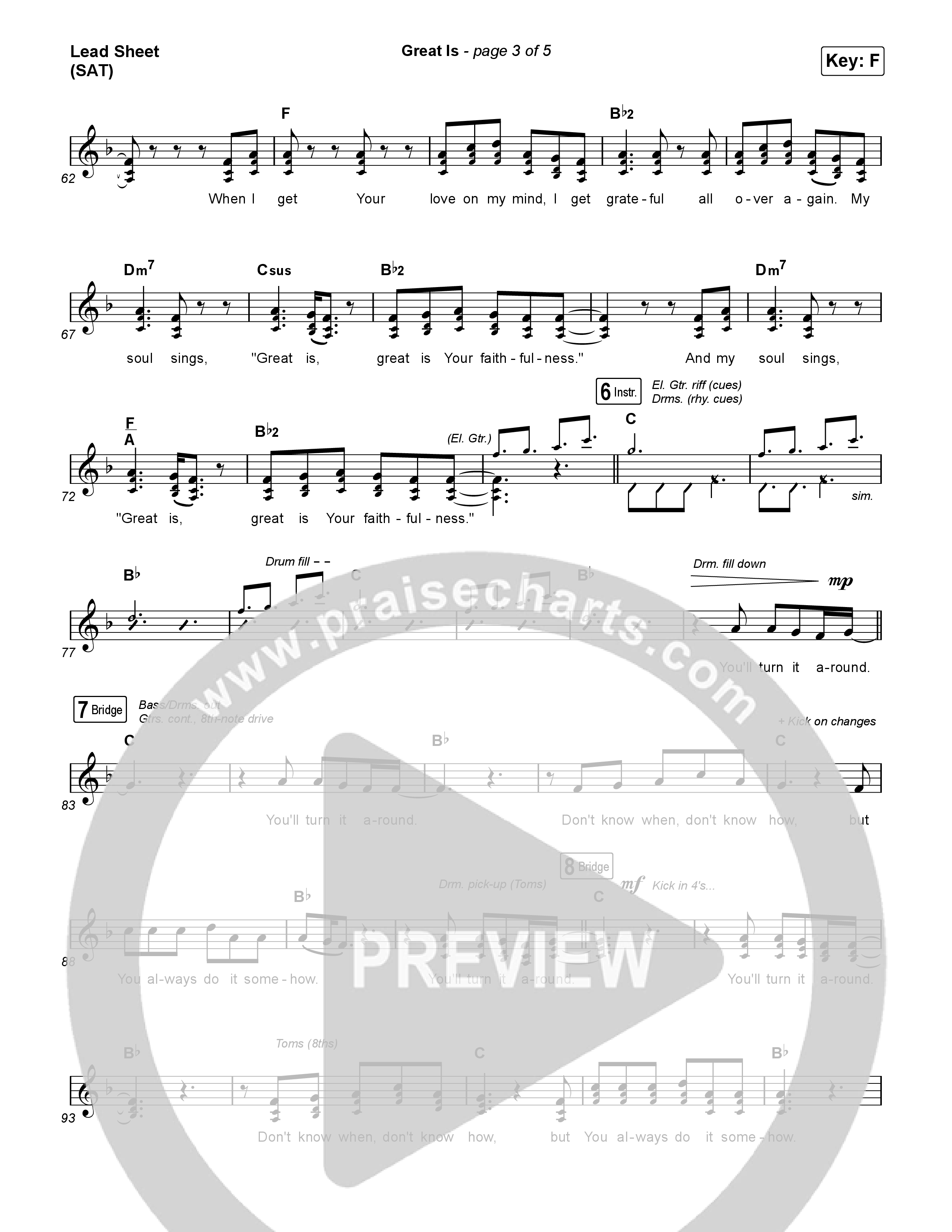 Great Is Lead Sheet (SAT) (Elevation Worship / Jenna Barrientes)