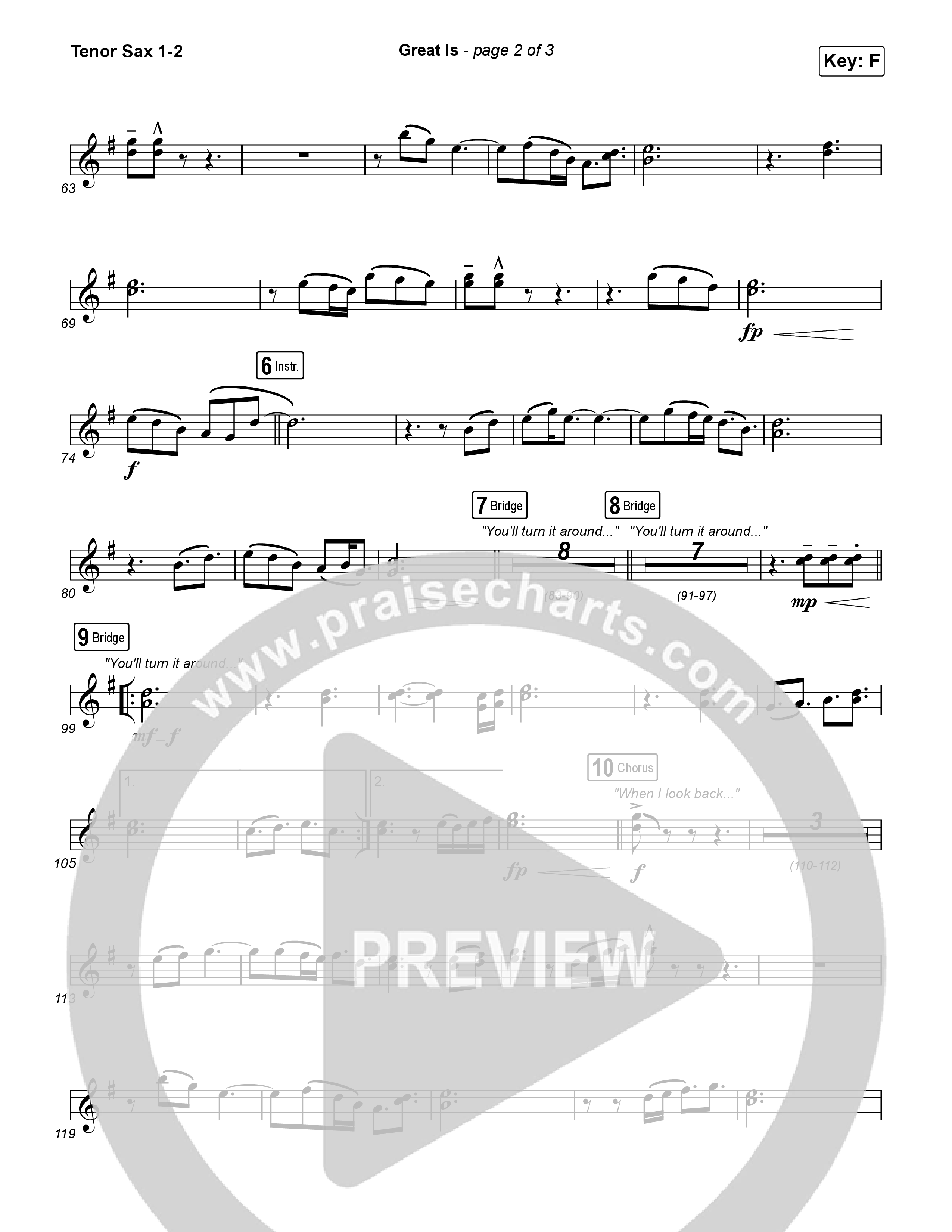 Great Is Tenor Sax 1,2 (Elevation Worship / Jenna Barrientes)