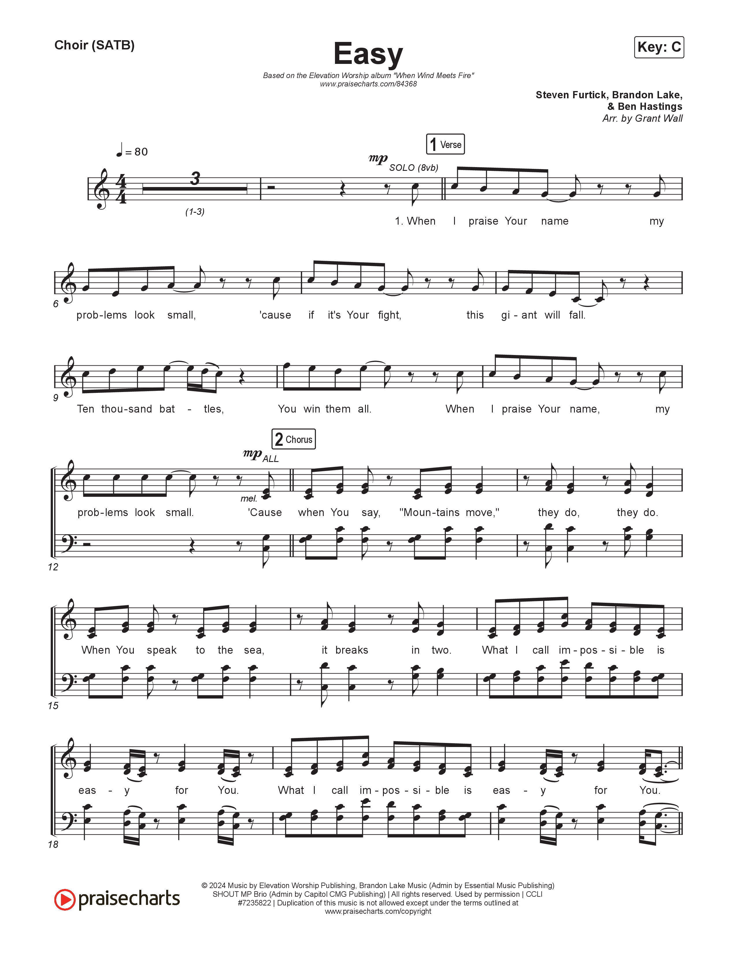 Easy Choir Sheet (SATB) (Elevation Worship / Jonsal Barrientes)