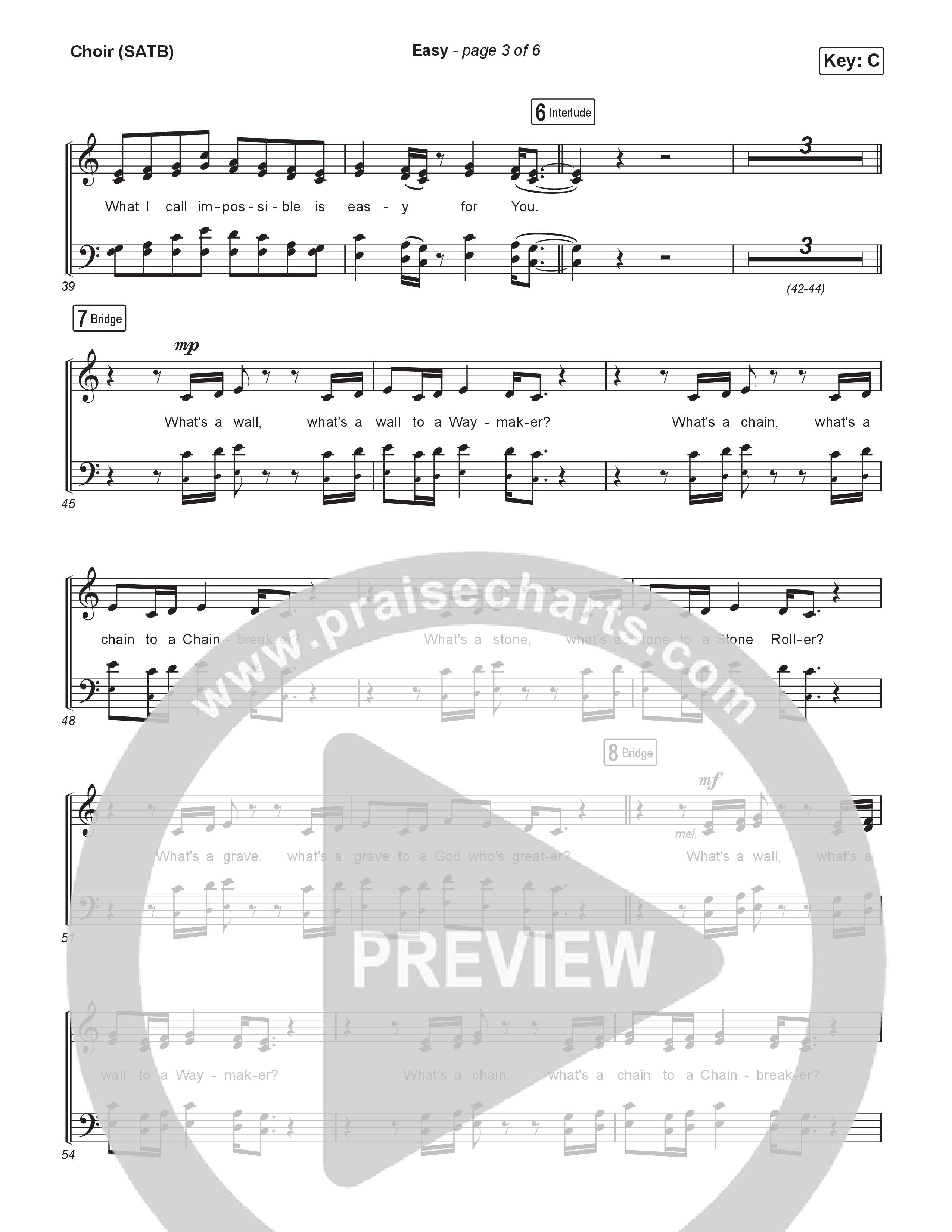 Easy Choir Sheet (SATB) (Elevation Worship / Jonsal Barrientes)