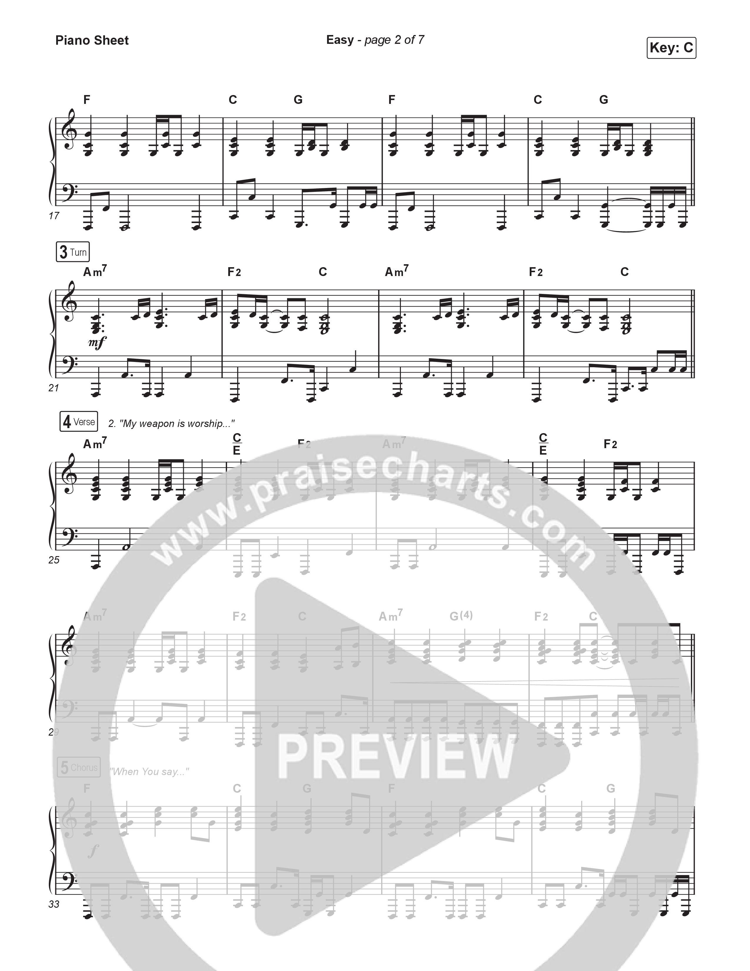 Easy Piano Sheet (Elevation Worship / Jonsal Barrientes)