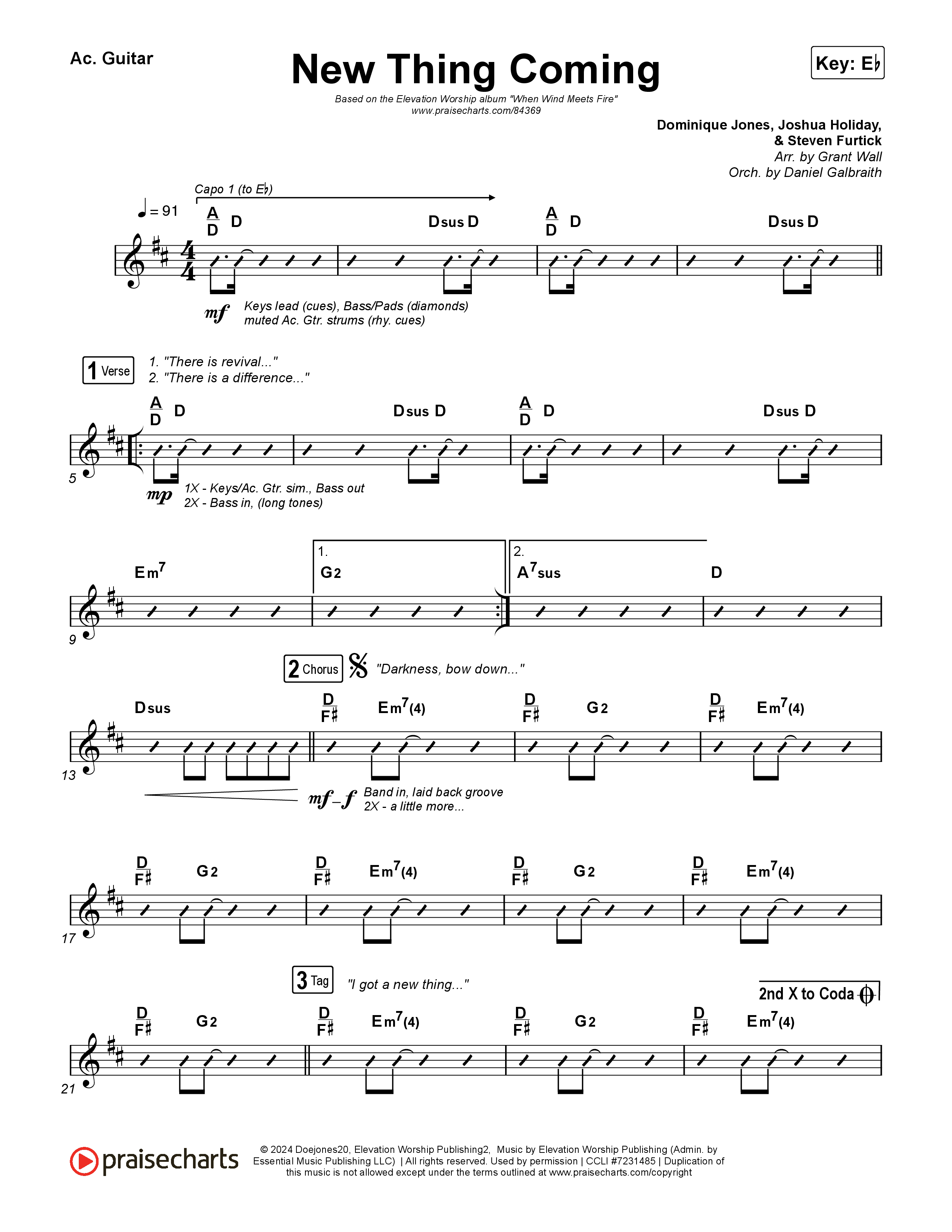 New Thing Coming Acoustic Guitar (Elevation Worship / Steven Furtick / Tiffany Hudson)