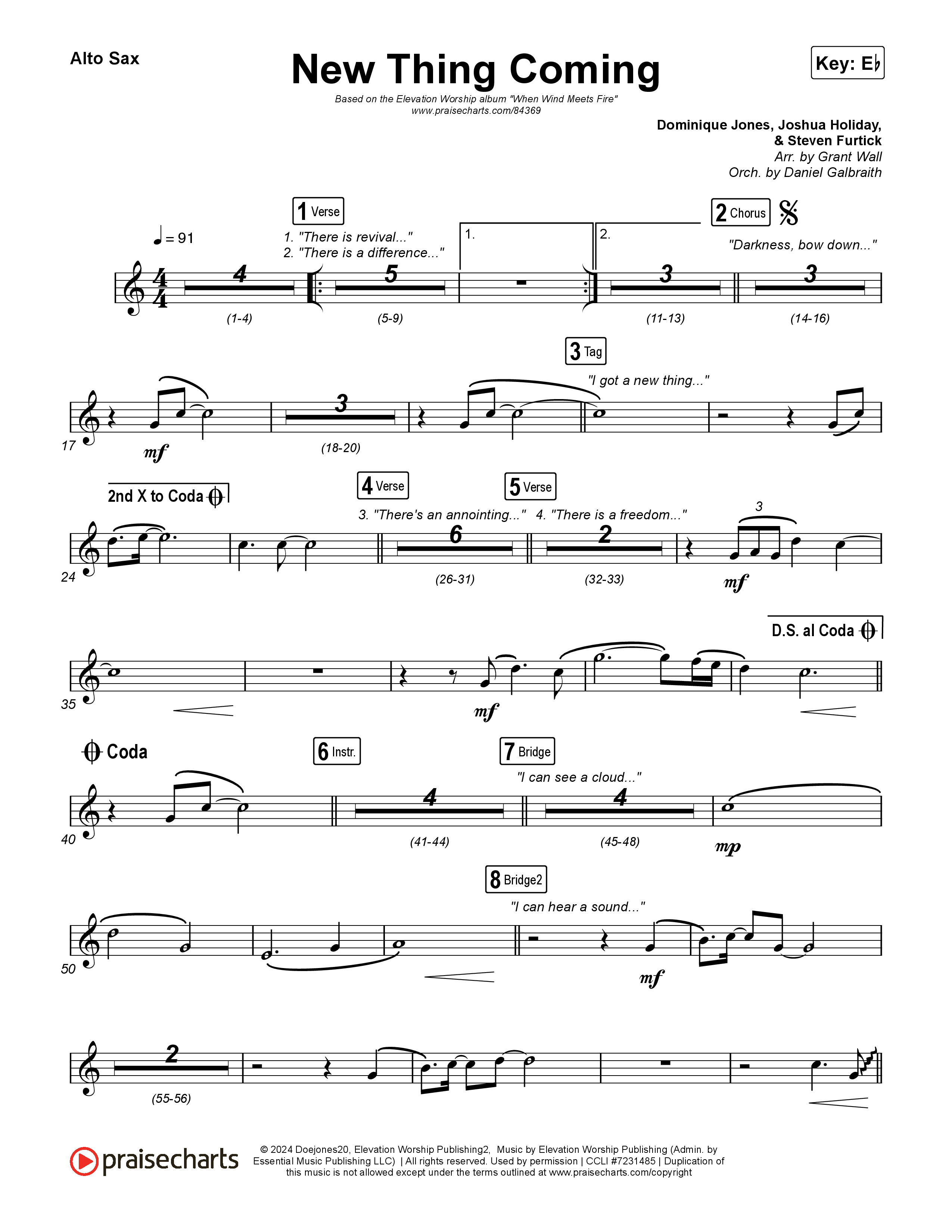 New Thing Coming Alto Sax (Elevation Worship / Steven Furtick / Tiffany Hudson)