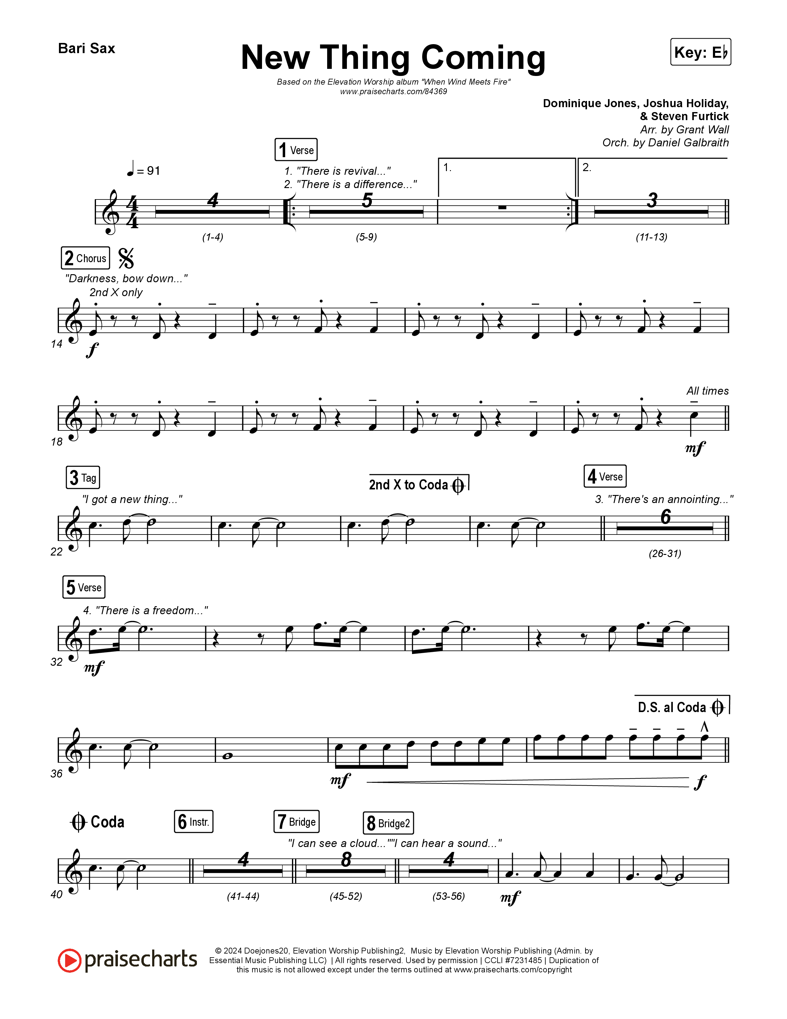 New Thing Coming Bari Sax (Elevation Worship / Steven Furtick / Tiffany Hudson)