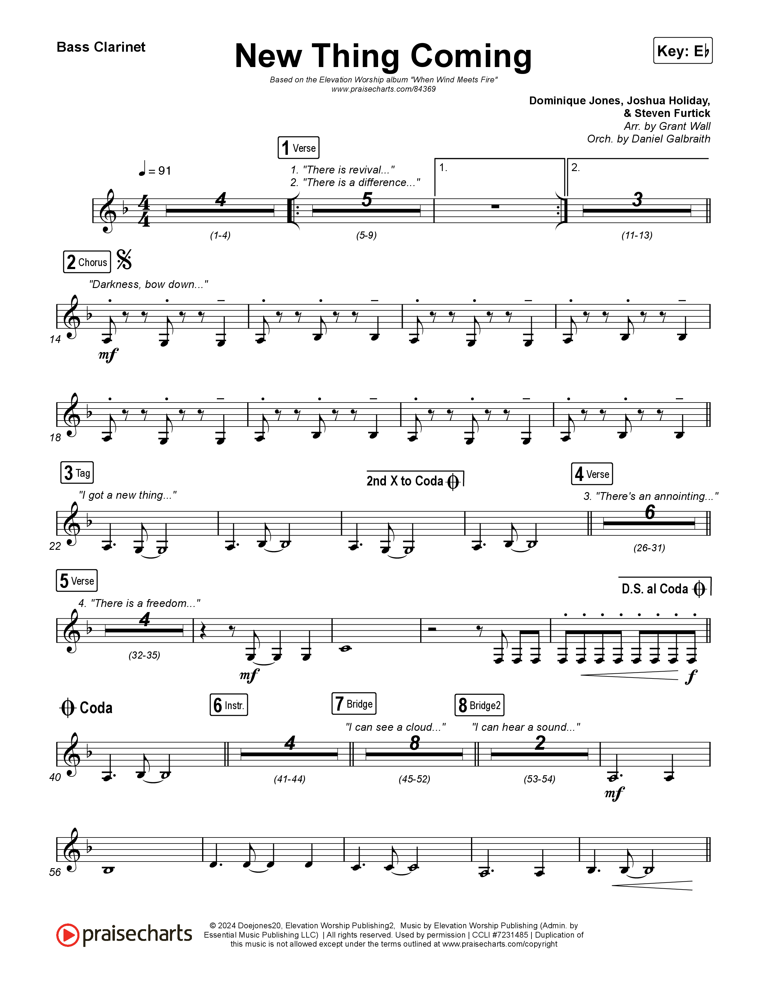 New Thing Coming Bass Clarinet (Elevation Worship / Steven Furtick / Tiffany Hudson)