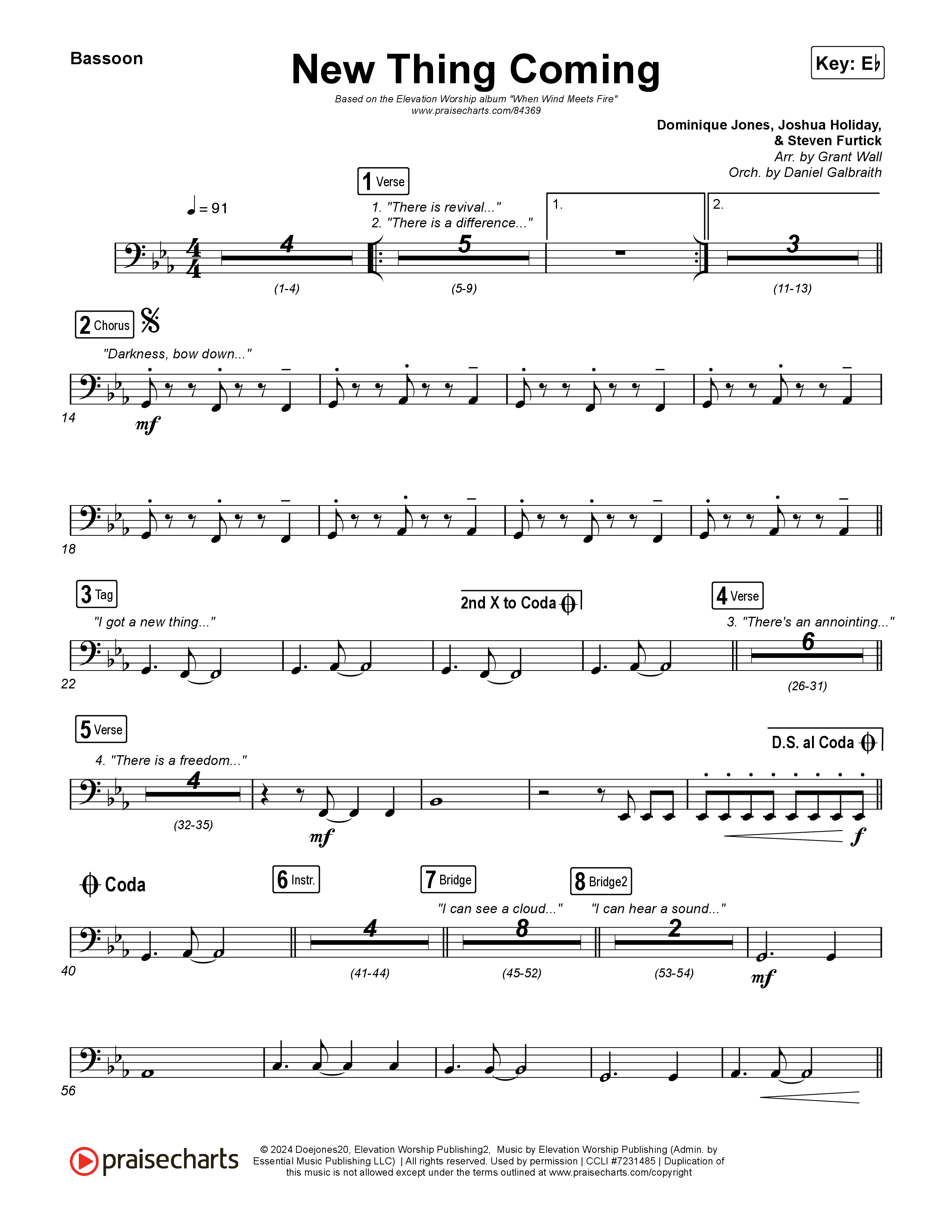 New Thing Coming Bassoon (Elevation Worship / Steven Furtick / Tiffany Hudson)