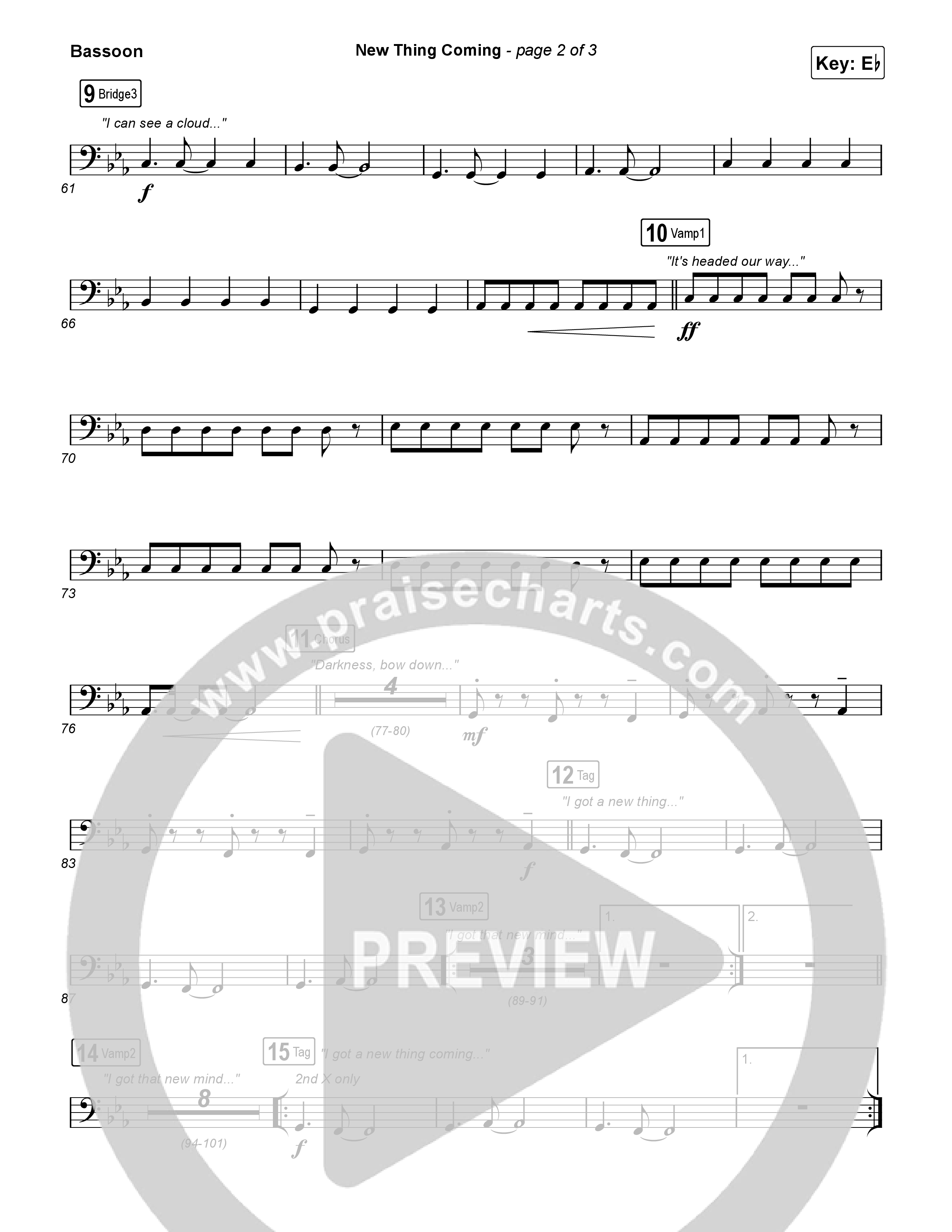 New Thing Coming Bassoon (Elevation Worship / Steven Furtick / Tiffany Hudson)