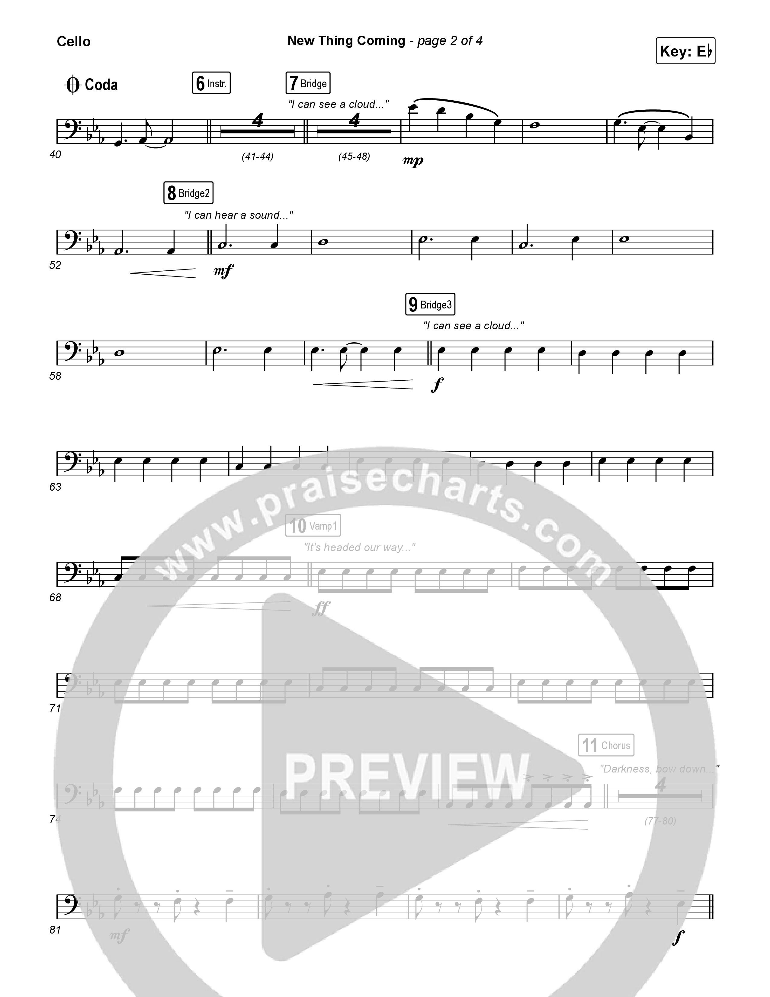 New Thing Coming Cello (Elevation Worship / Steven Furtick / Tiffany Hudson)