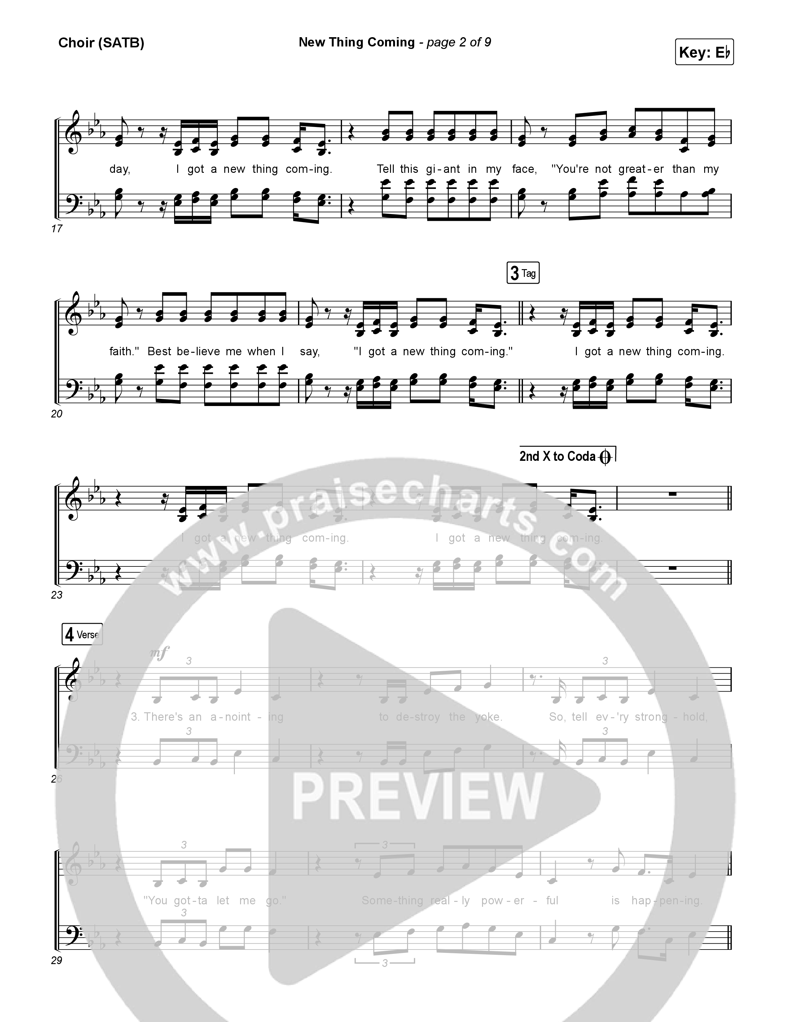 New Thing Coming Choir Sheet (SATB) (Elevation Worship / Steven Furtick / Tiffany Hudson)
