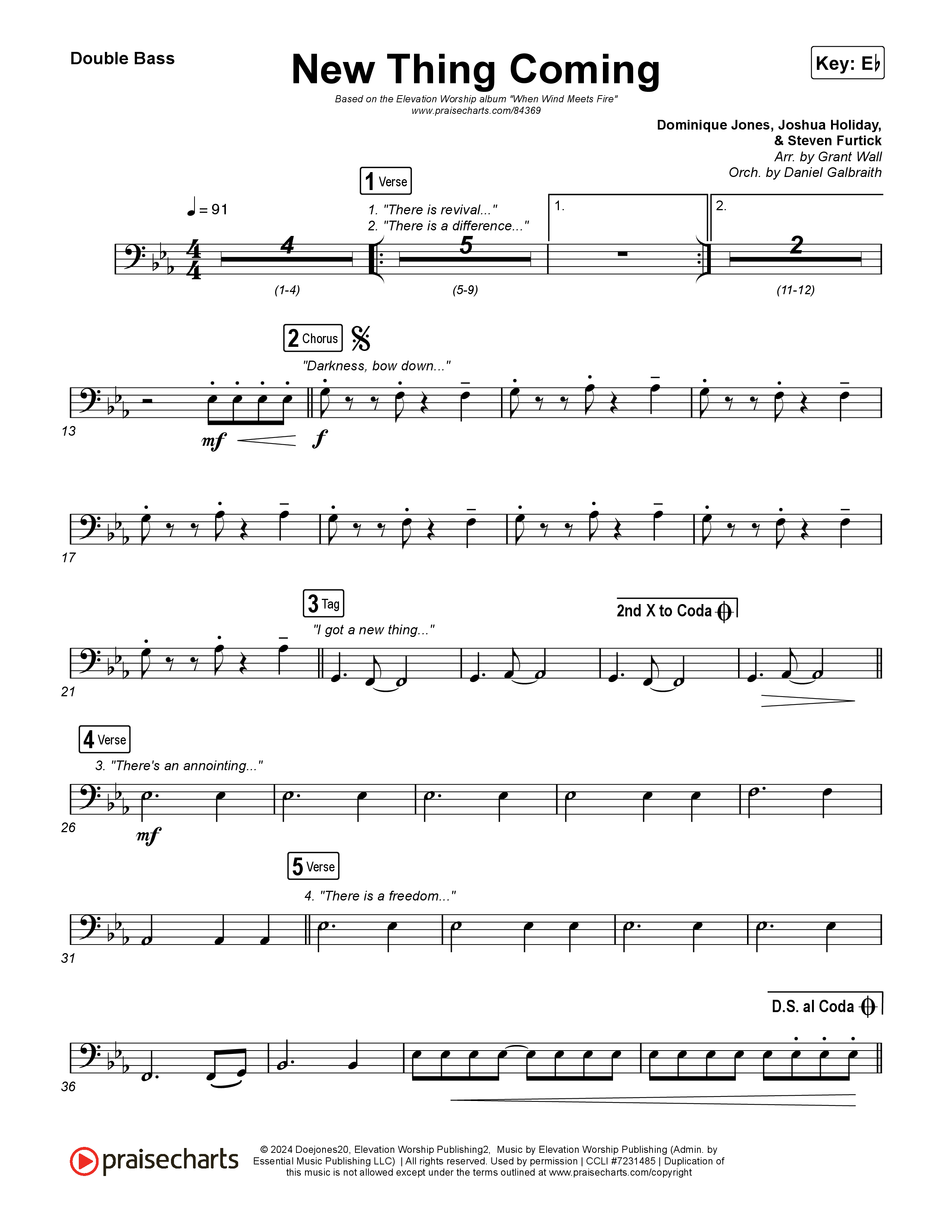 New Thing Coming String Bass (Elevation Worship / Steven Furtick / Tiffany Hudson)