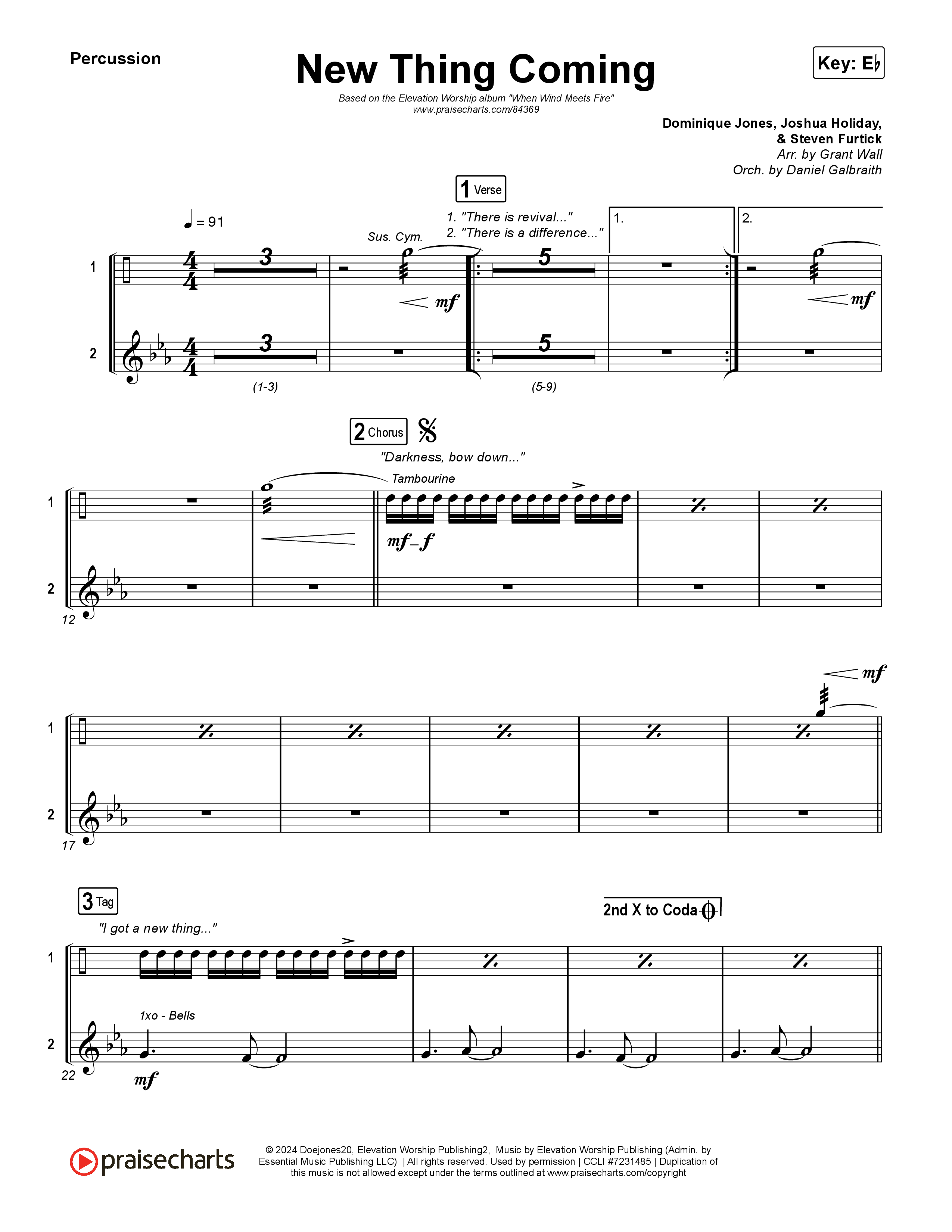 New Thing Coming Percussion (Elevation Worship / Steven Furtick / Tiffany Hudson)