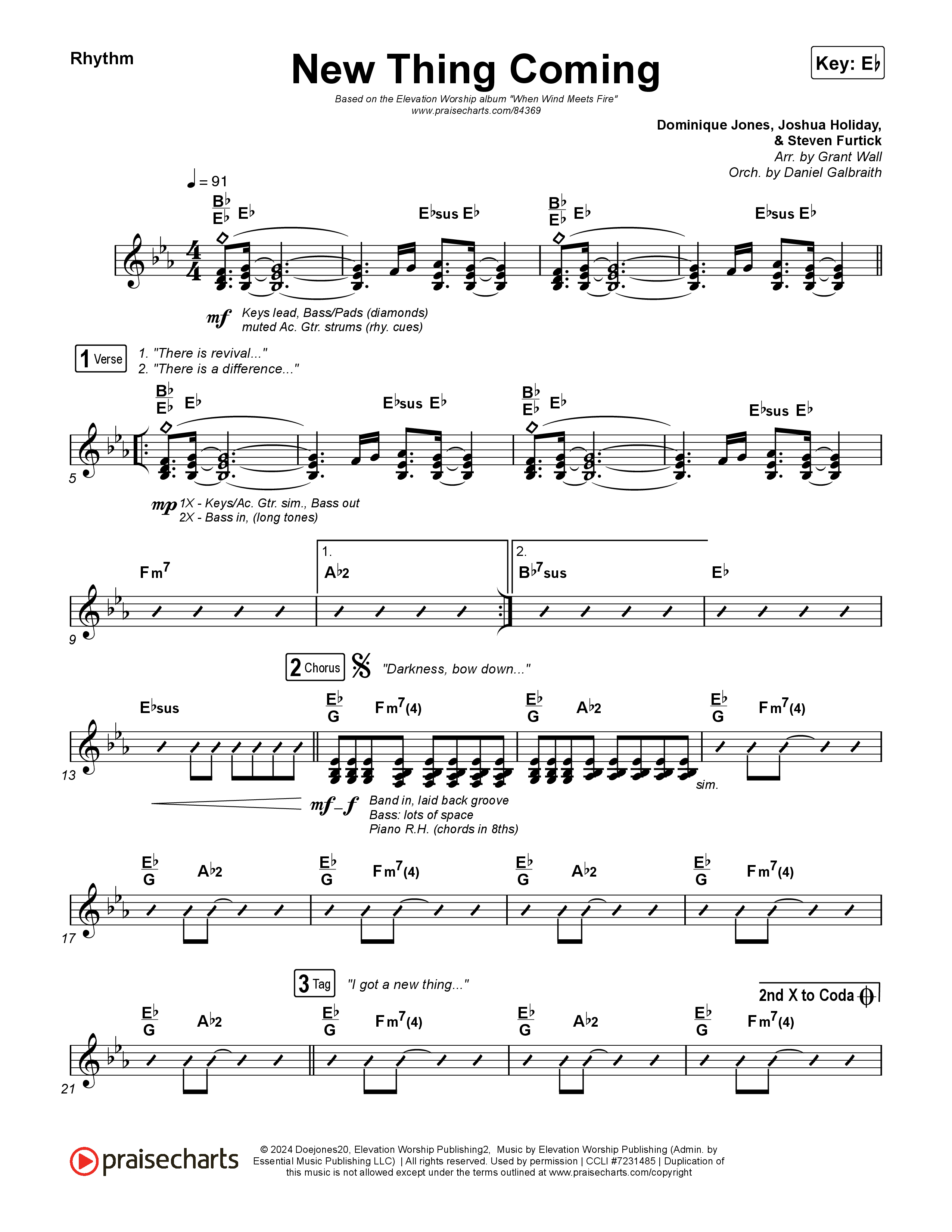 New Thing Coming Rhythm Chart (Elevation Worship / Steven Furtick / Tiffany Hudson)