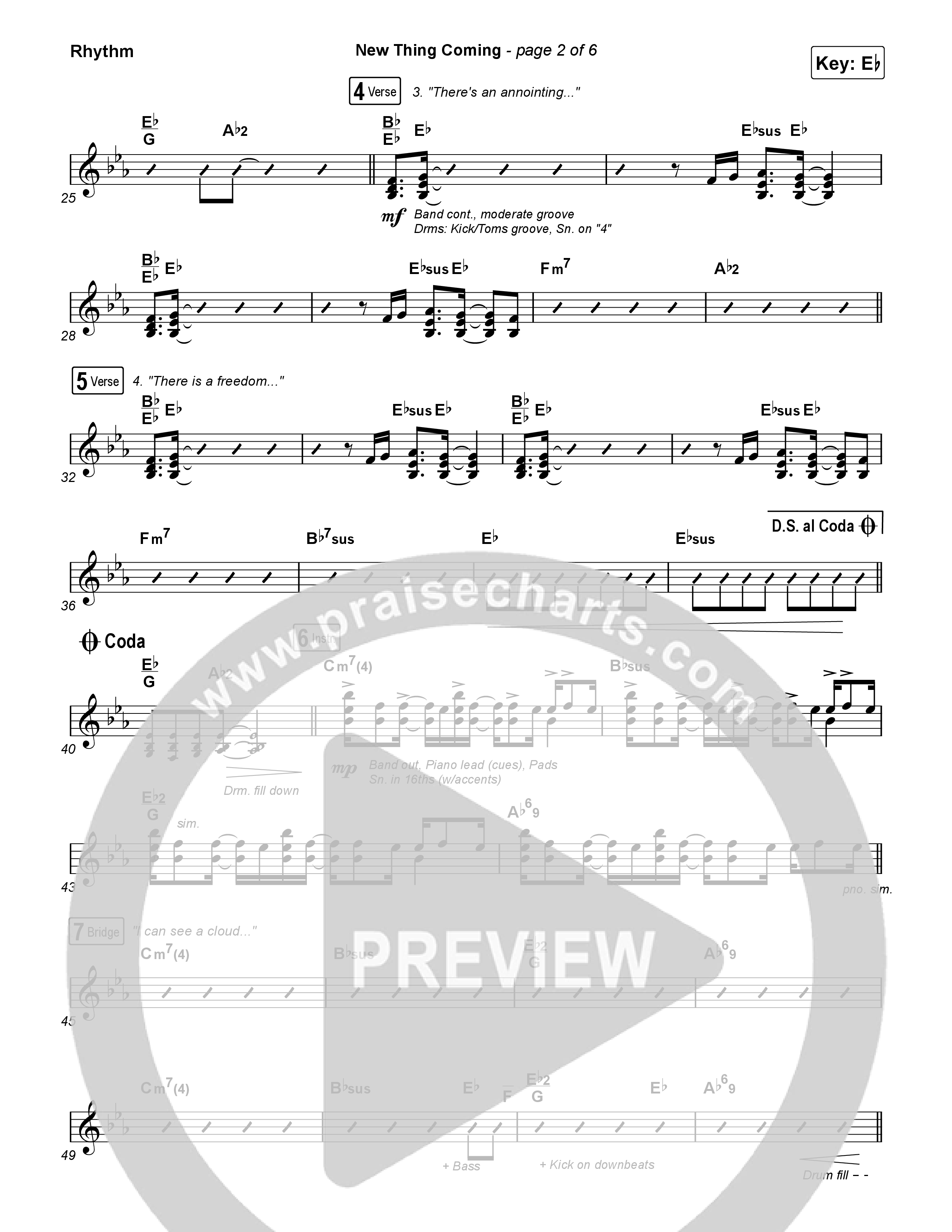 New Thing Coming Rhythm Chart (Elevation Worship / Steven Furtick / Tiffany Hudson)