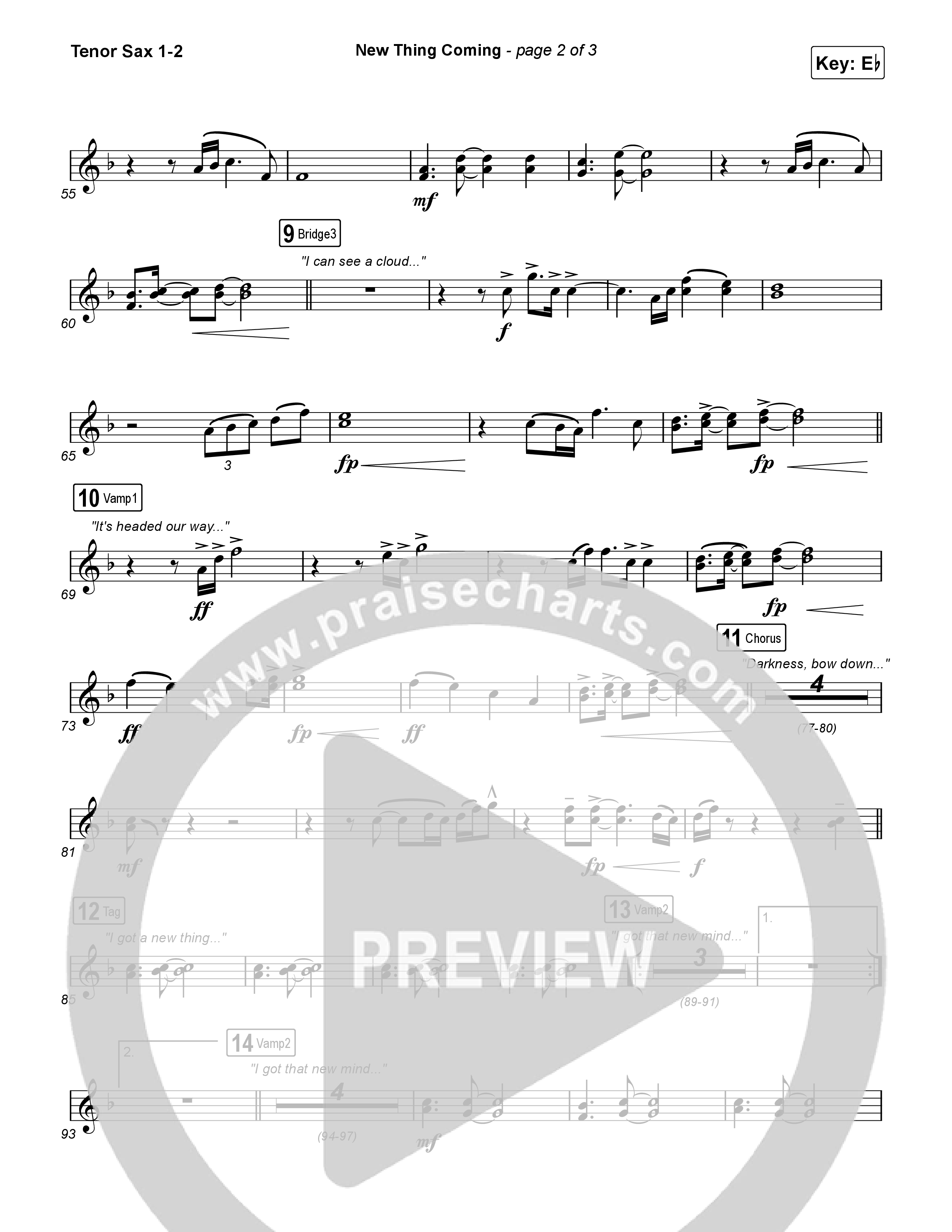 New Thing Coming Tenor Sax 1,2 (Elevation Worship / Steven Furtick / Tiffany Hudson)