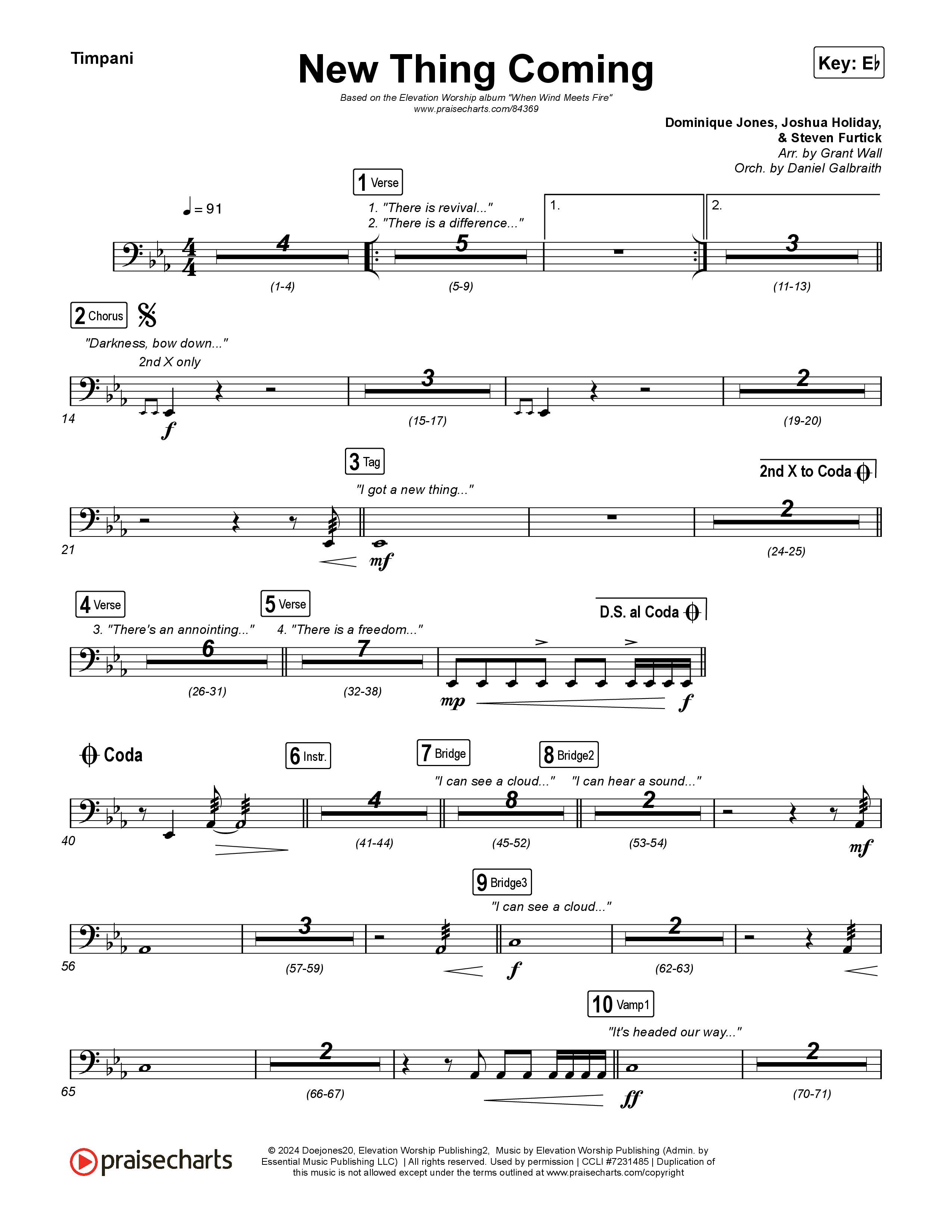 New Thing Coming Timpani (Elevation Worship / Steven Furtick / Tiffany Hudson)