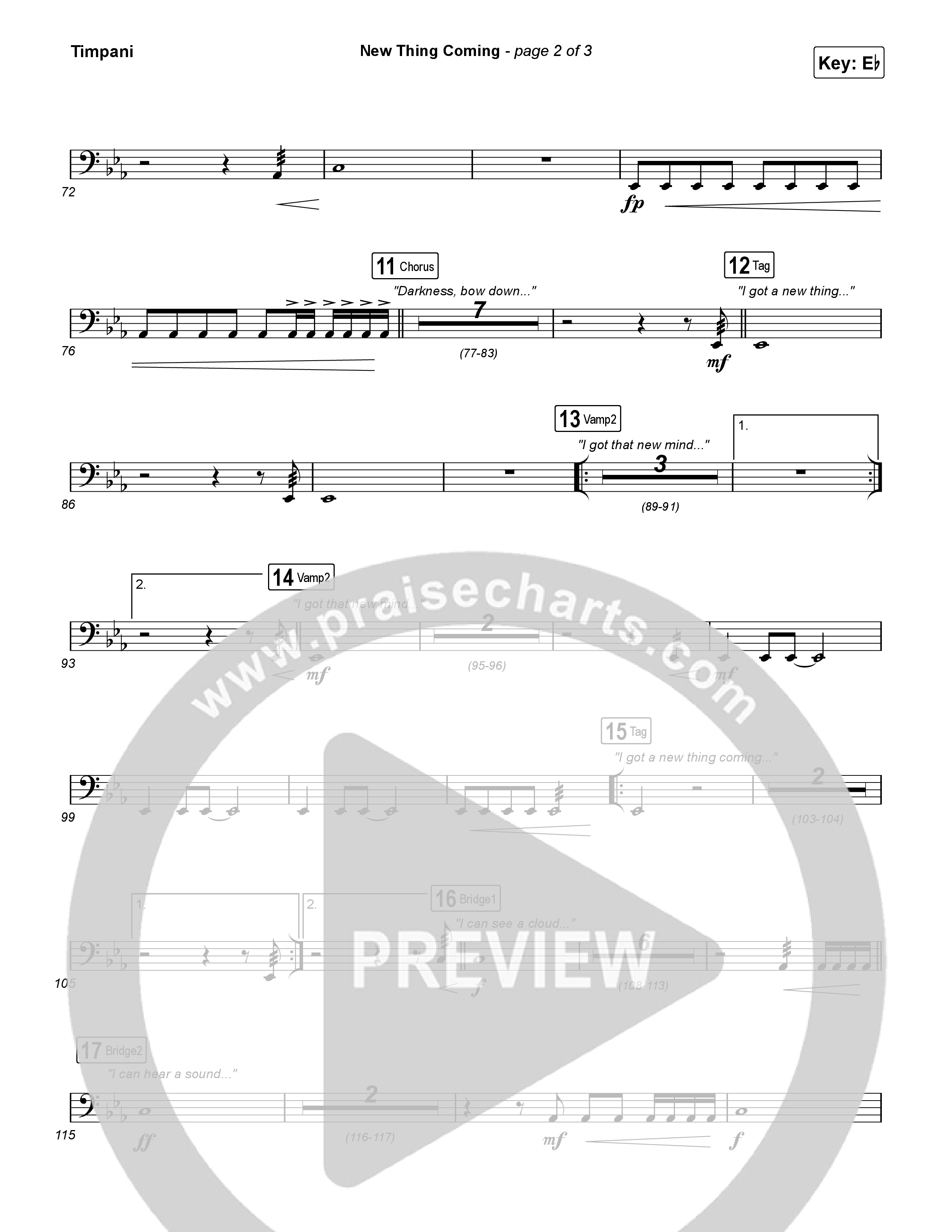 New Thing Coming Timpani (Elevation Worship / Steven Furtick / Tiffany Hudson)