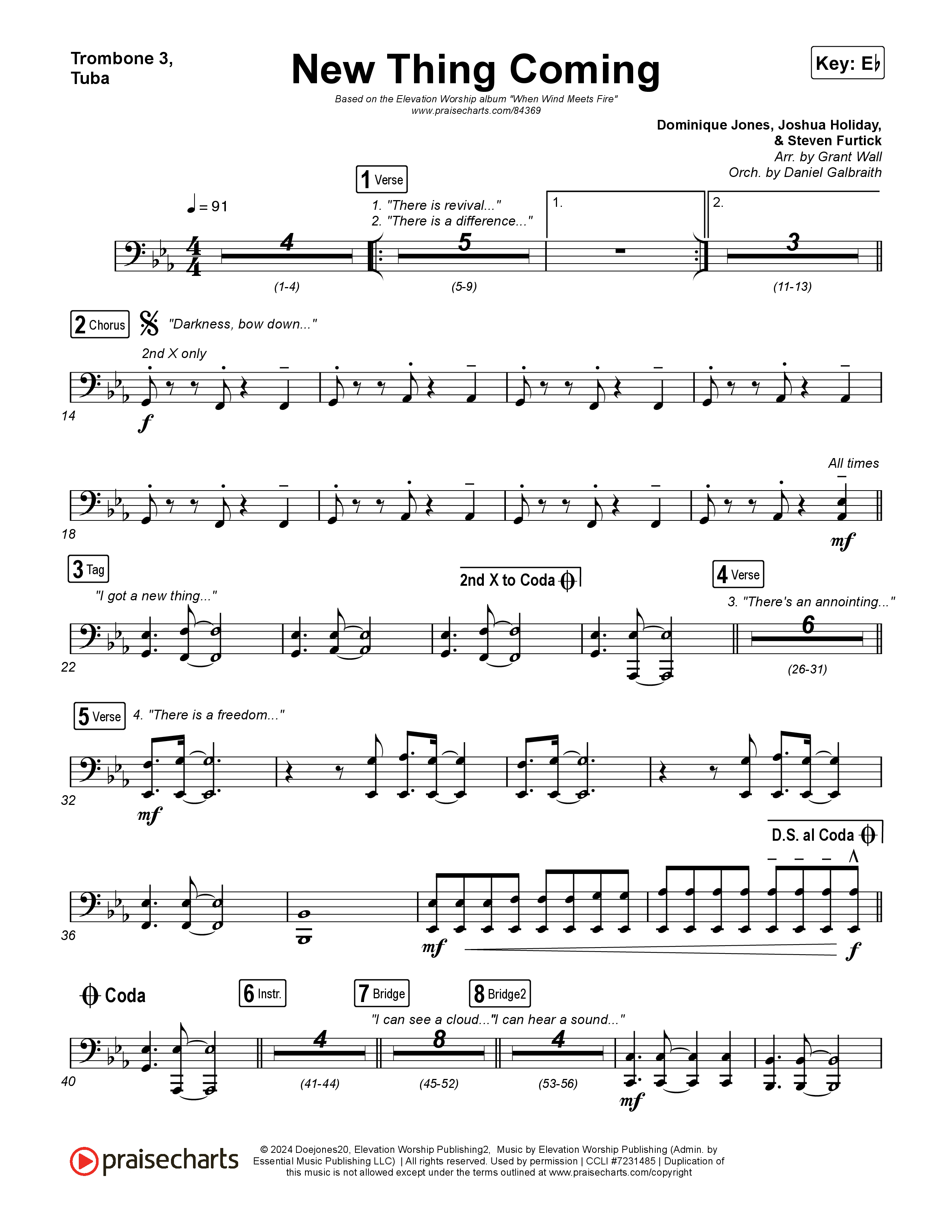 New Thing Coming Trombone 3/Tuba (Elevation Worship / Steven Furtick / Tiffany Hudson)