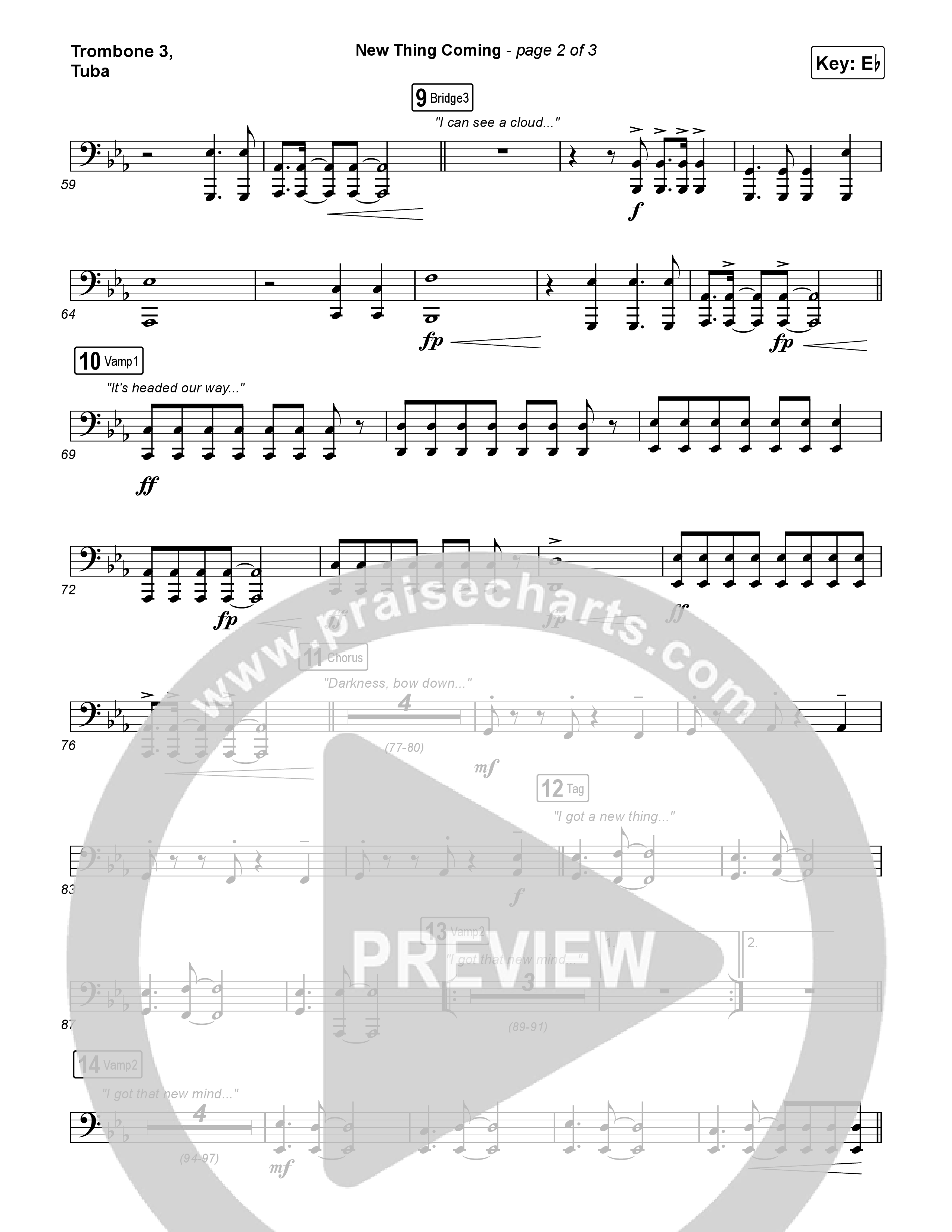 New Thing Coming Trombone 3/Tuba (Elevation Worship / Steven Furtick / Tiffany Hudson)