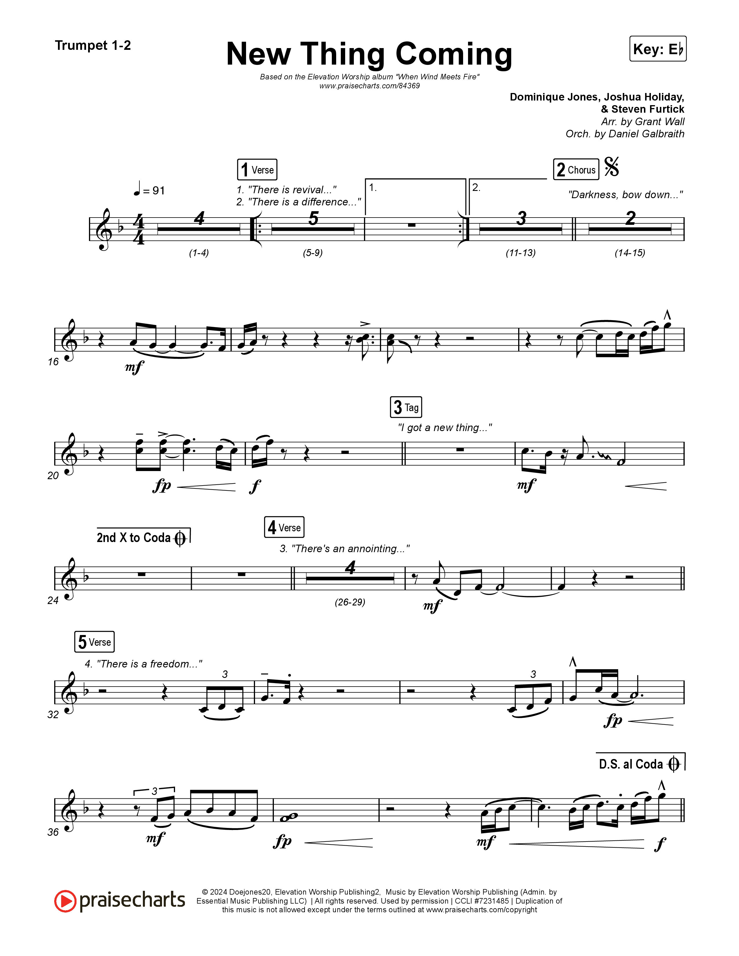 New Thing Coming Trumpet 1,2 (Elevation Worship / Steven Furtick / Tiffany Hudson)