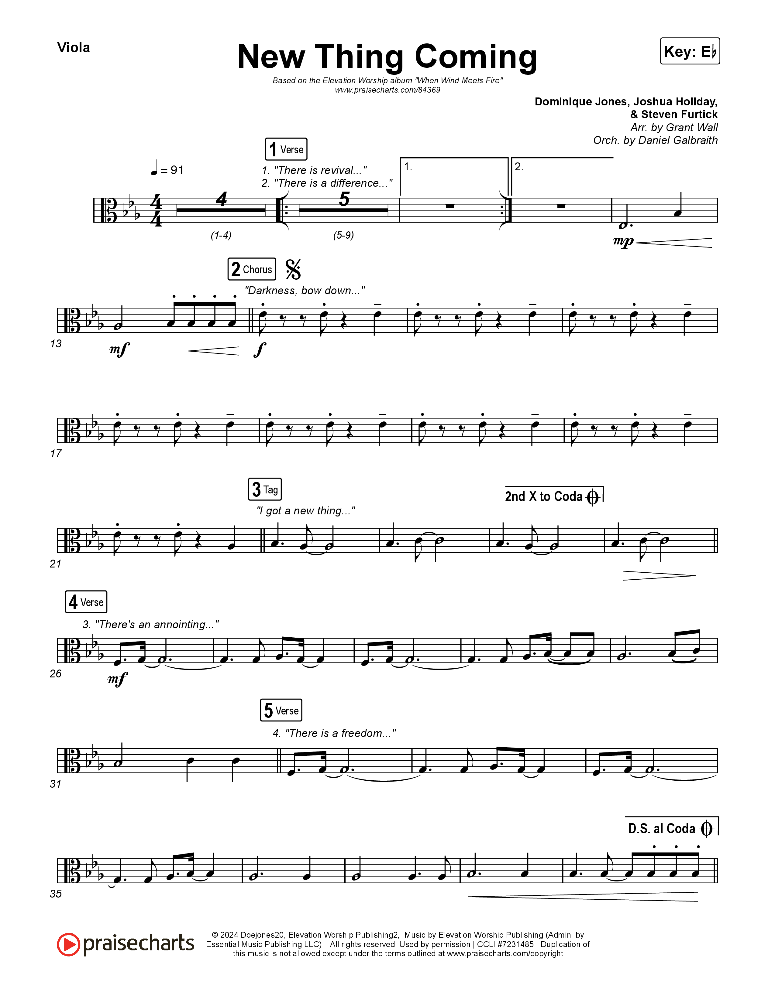 New Thing Coming Viola (Elevation Worship / Steven Furtick / Tiffany Hudson)