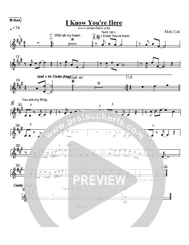 I Know You're Here Bari Sax (Mark Cole)