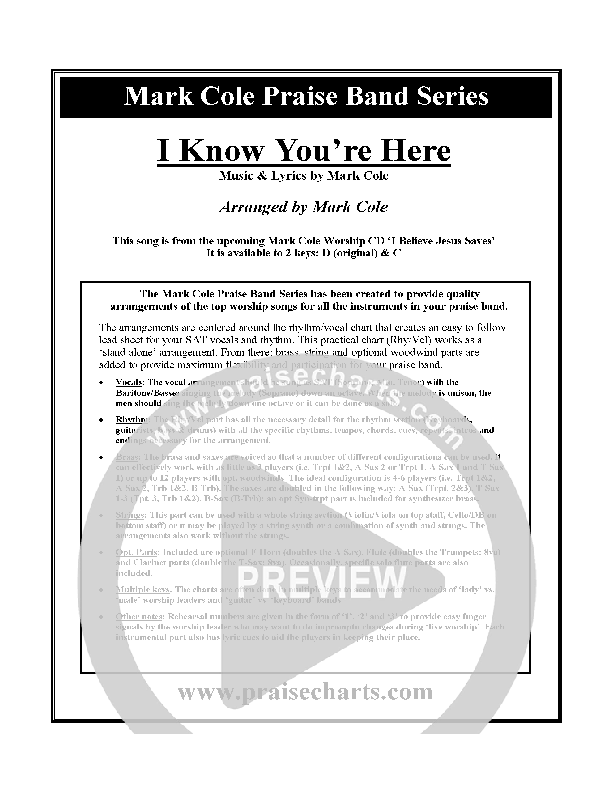 I Know You're Here Cover Sheet (Mark Cole)