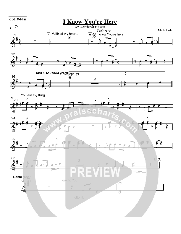 I Know You're Here French Horn (Mark Cole)