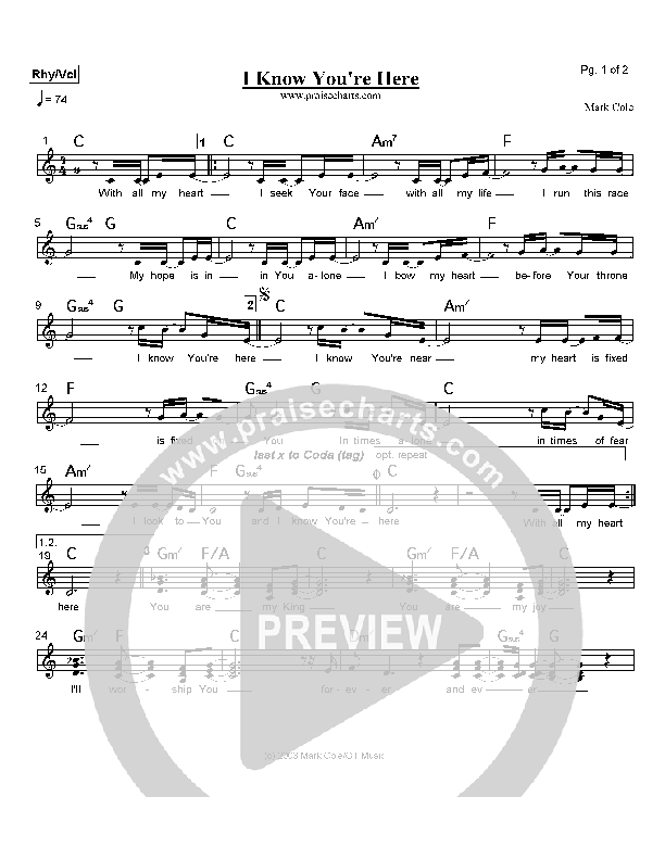 I Know You're Here Praise Band (Mark Cole)