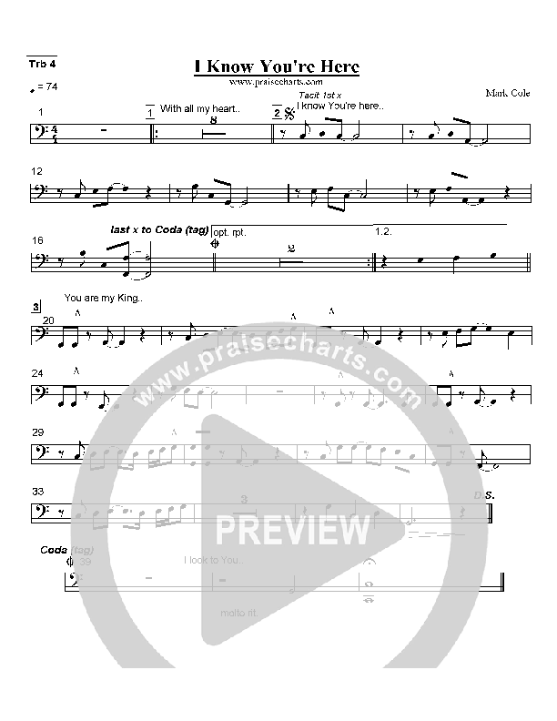 I Know You're Here Trombone 4 (Mark Cole)