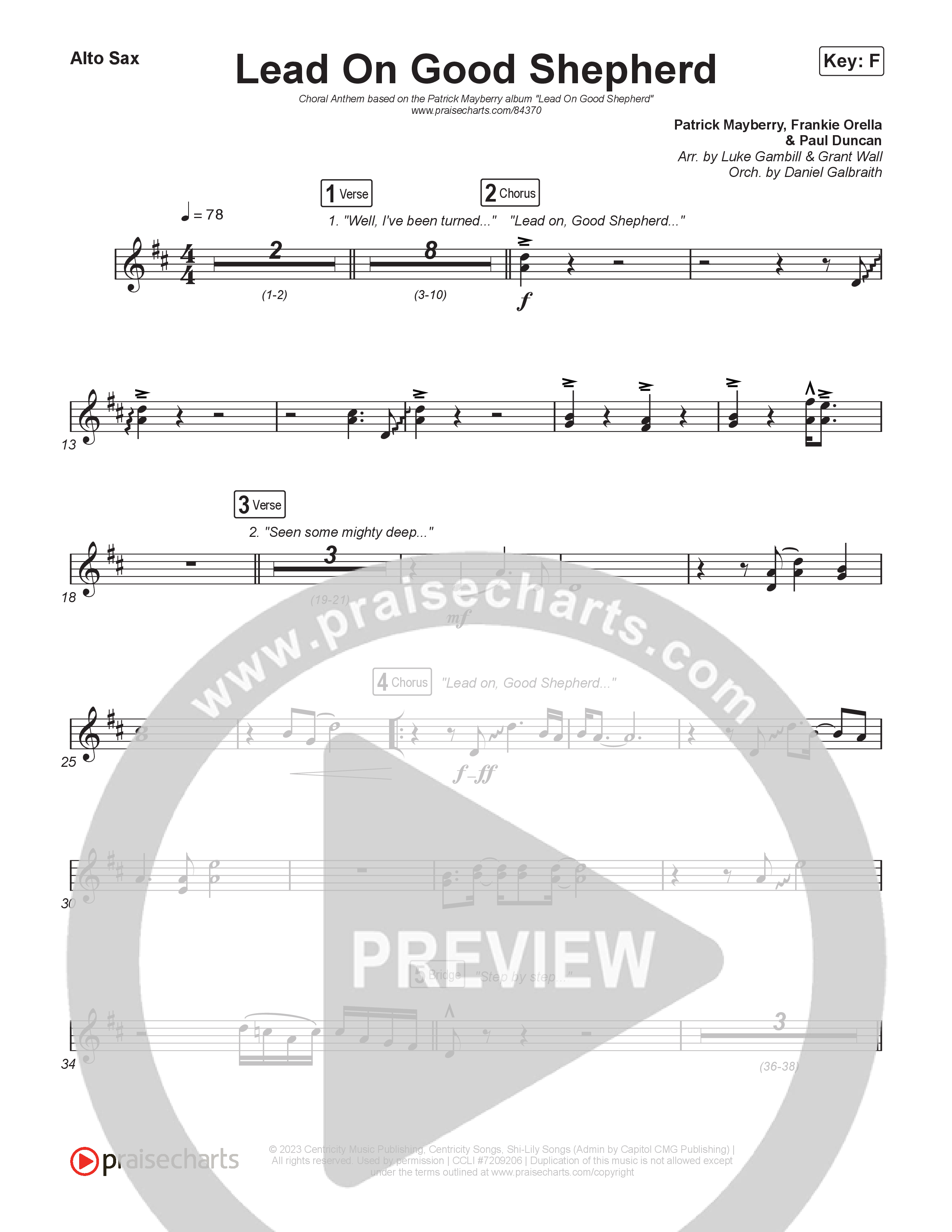 Lead On Good Shepherd (Choral Anthem SATB) Alto Sax (Patrick Mayberry / Crowder / Arr. Luke Gambill)