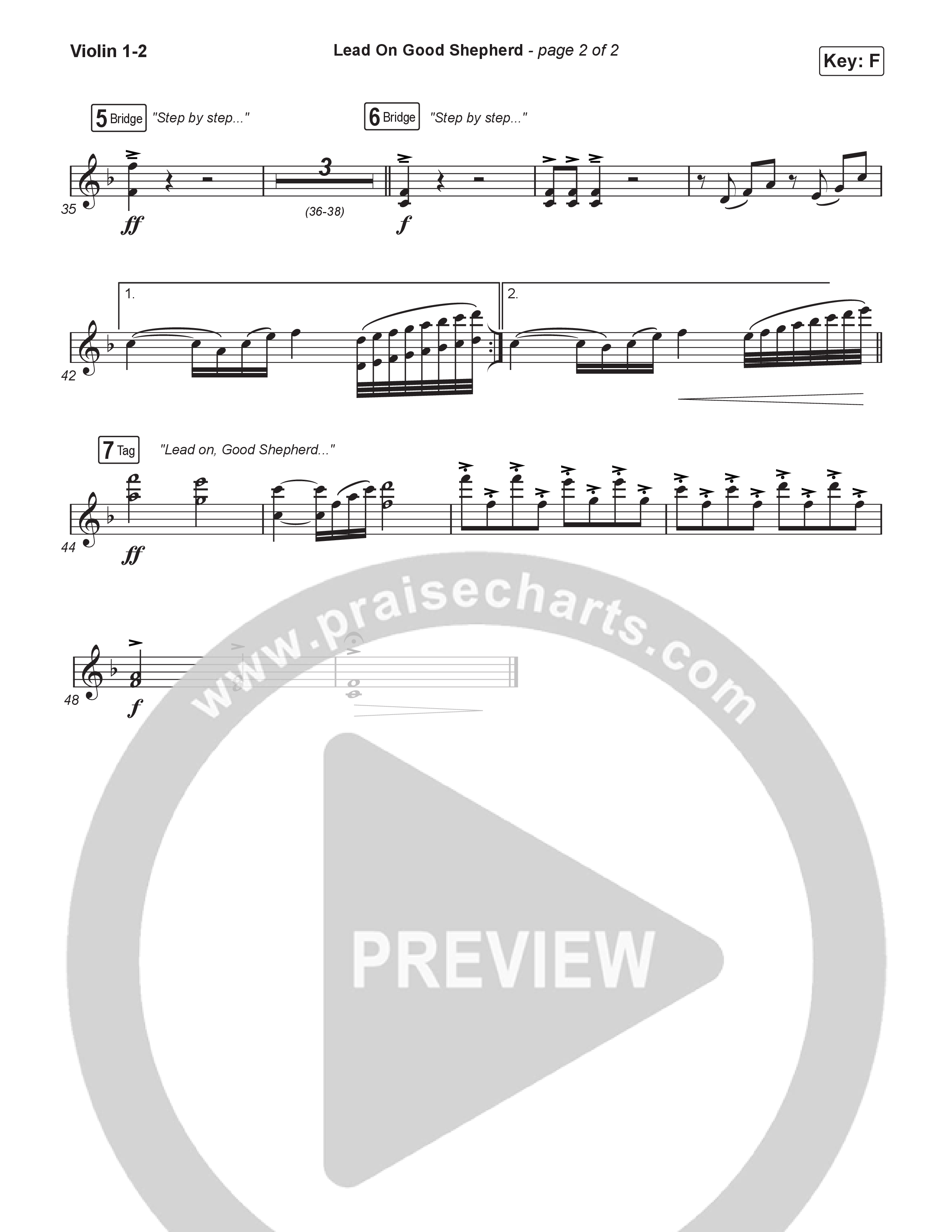 Lead On Good Shepherd (Choral Anthem SATB) Violin (Patrick Mayberry / Crowder / Arr. Luke Gambill)