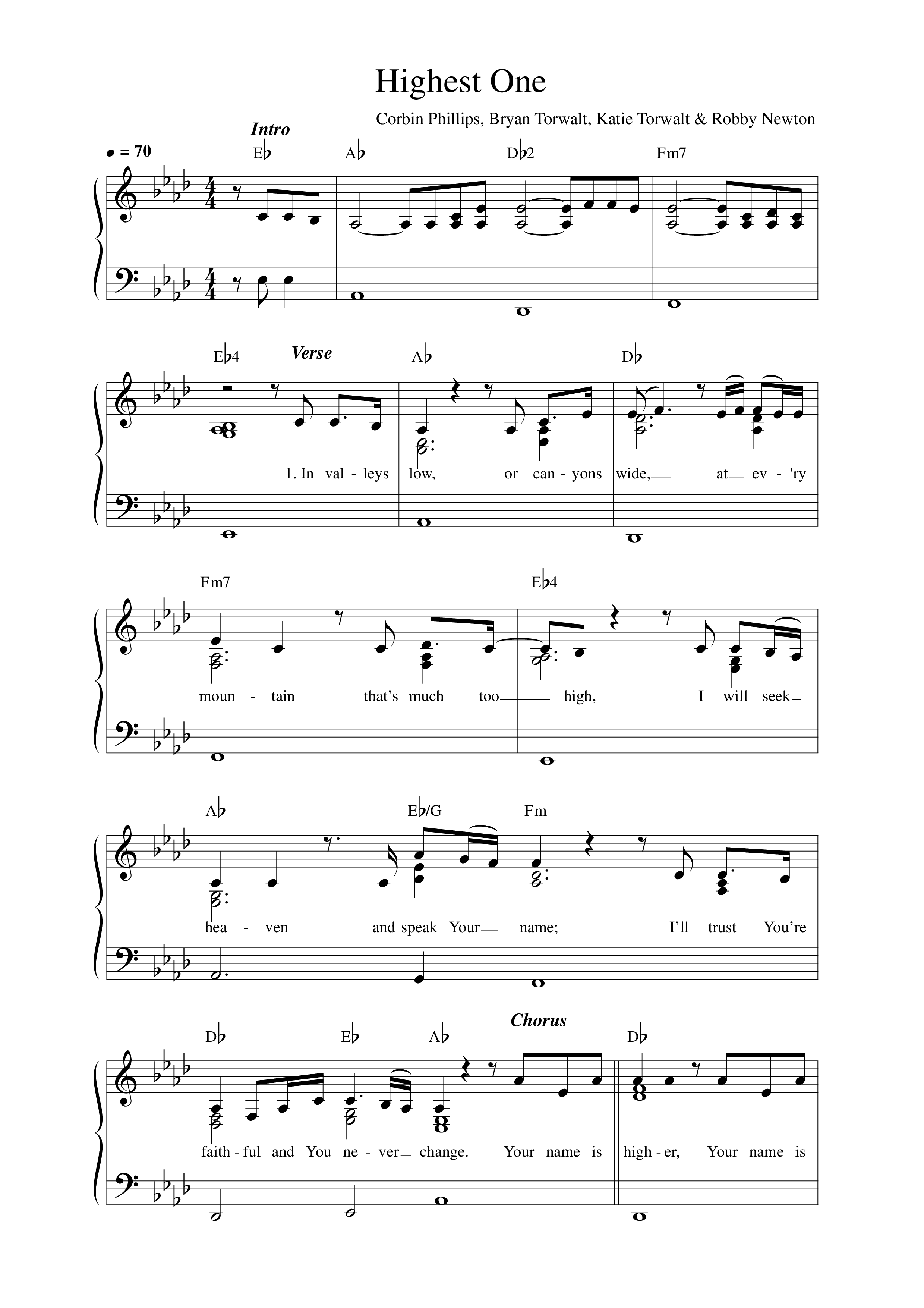 Highest One Lead Sheet Melody (Thrive Worship)
