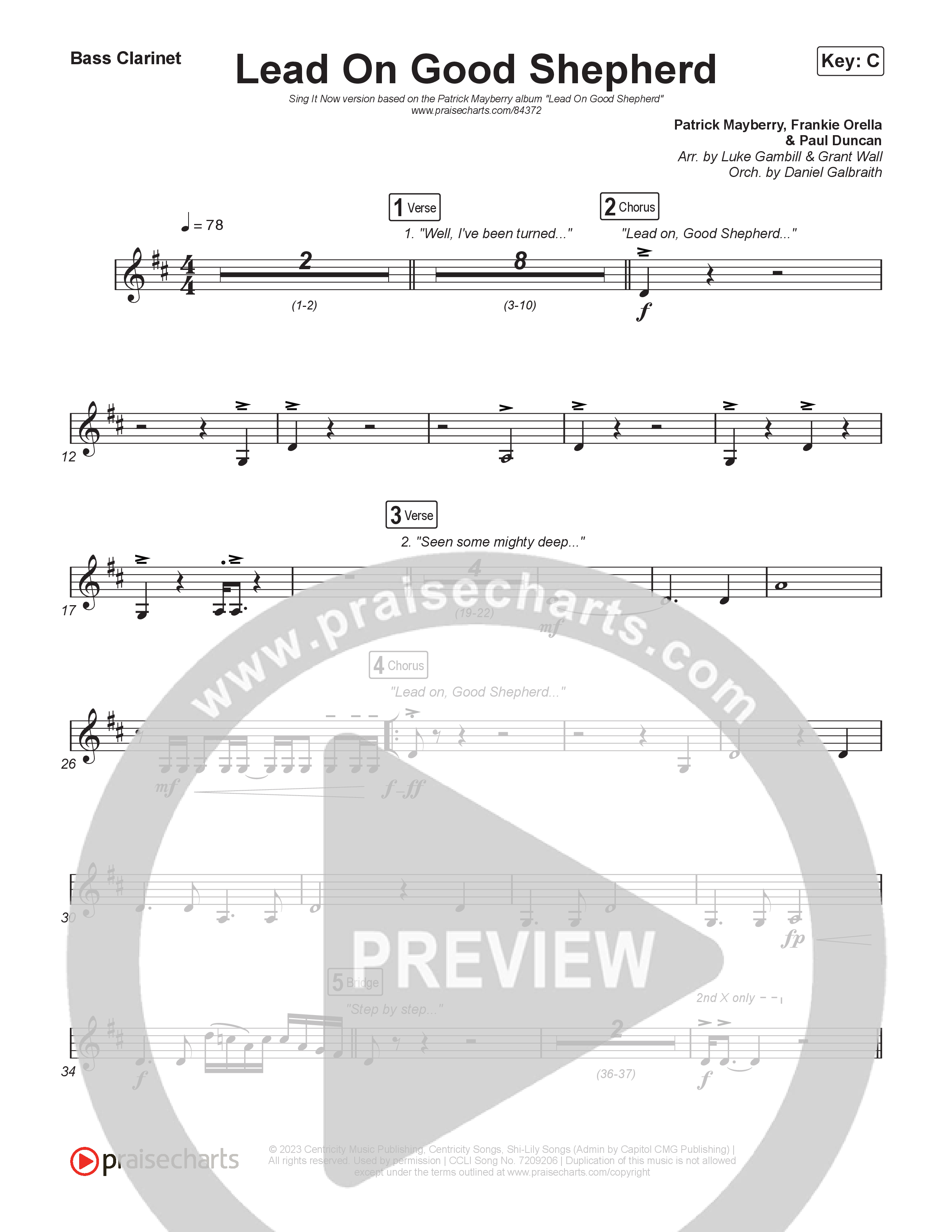 Lead On Good Shepherd (Sing It Now) Bass Clarinet (Patrick Mayberry / Crowder / Arr. Luke Gambill)